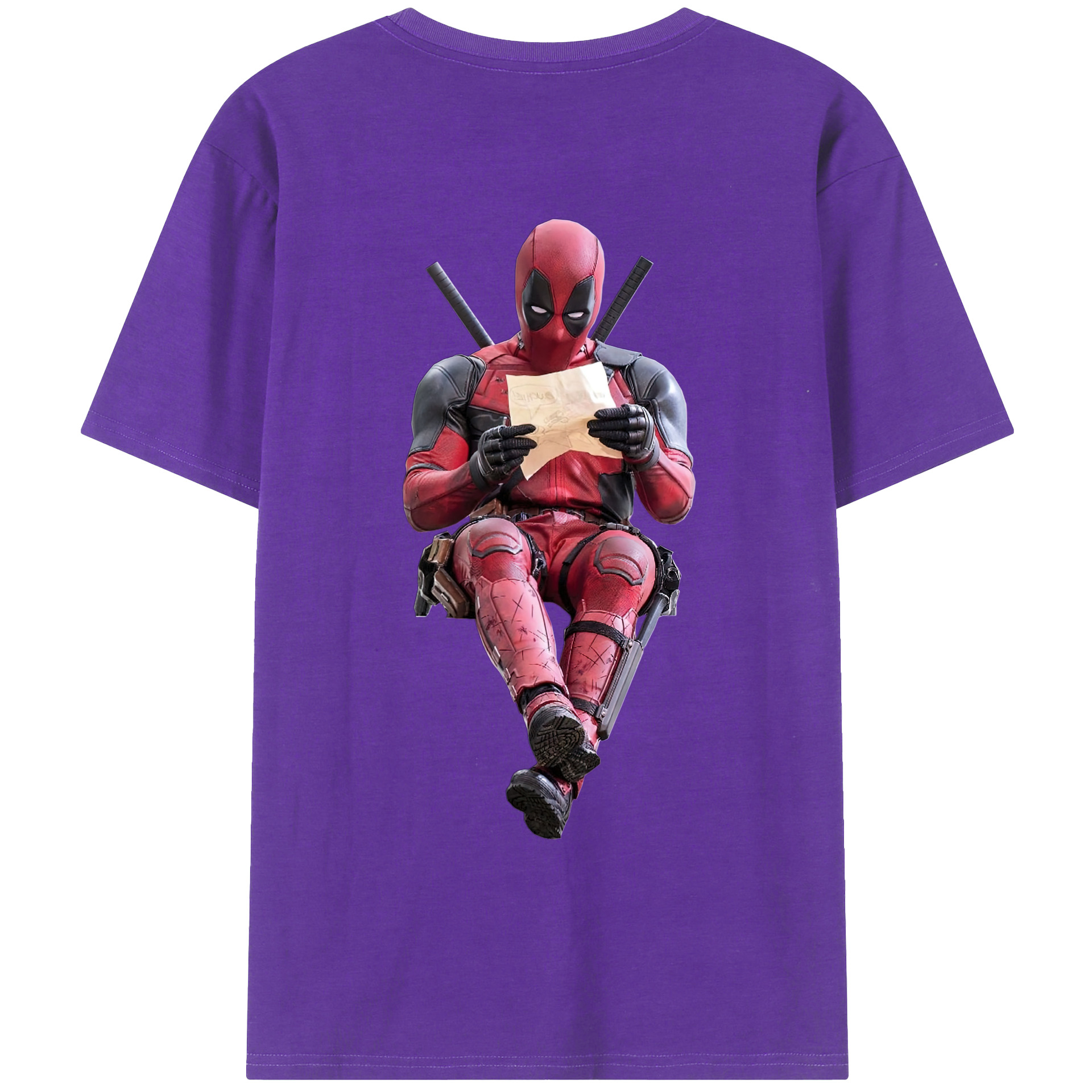 （画像用） Deadpool デッドプール 綿100％ メンズ半袖Tシャツ（バックプリント） 通気性