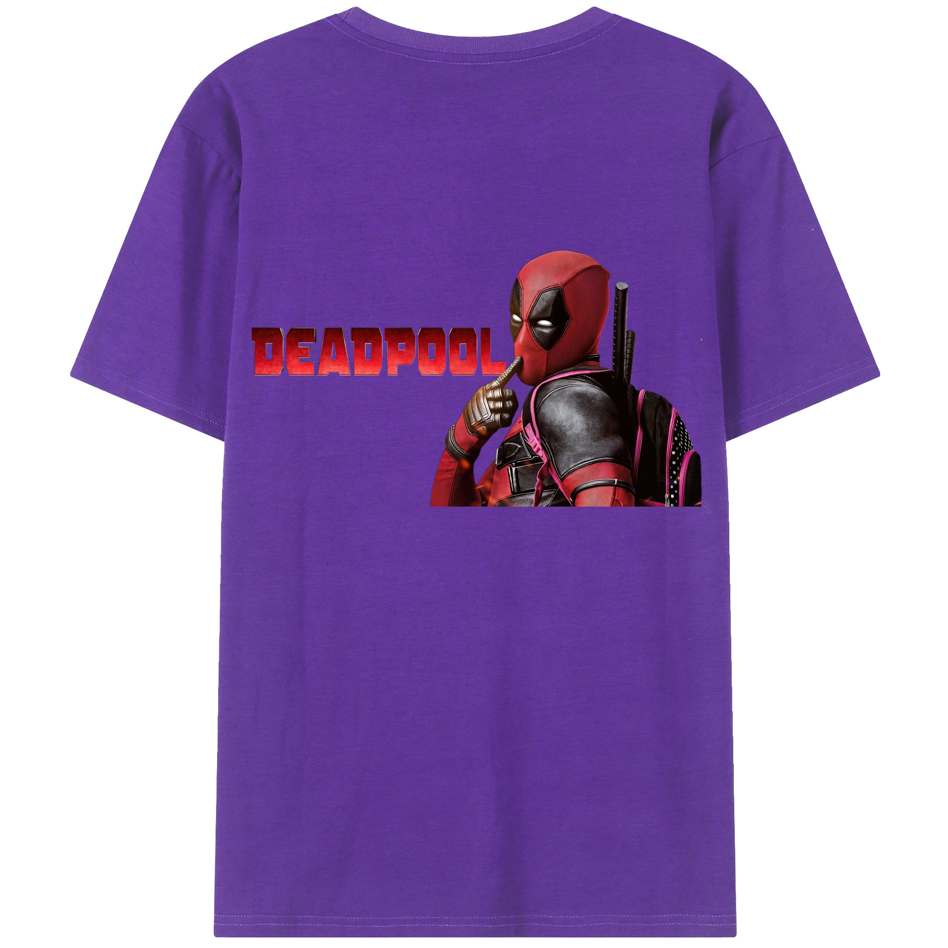 （画像用） Deadpool デッドプール 綿100％ メンズ半袖Tシャツ（バックプリント） 通気性