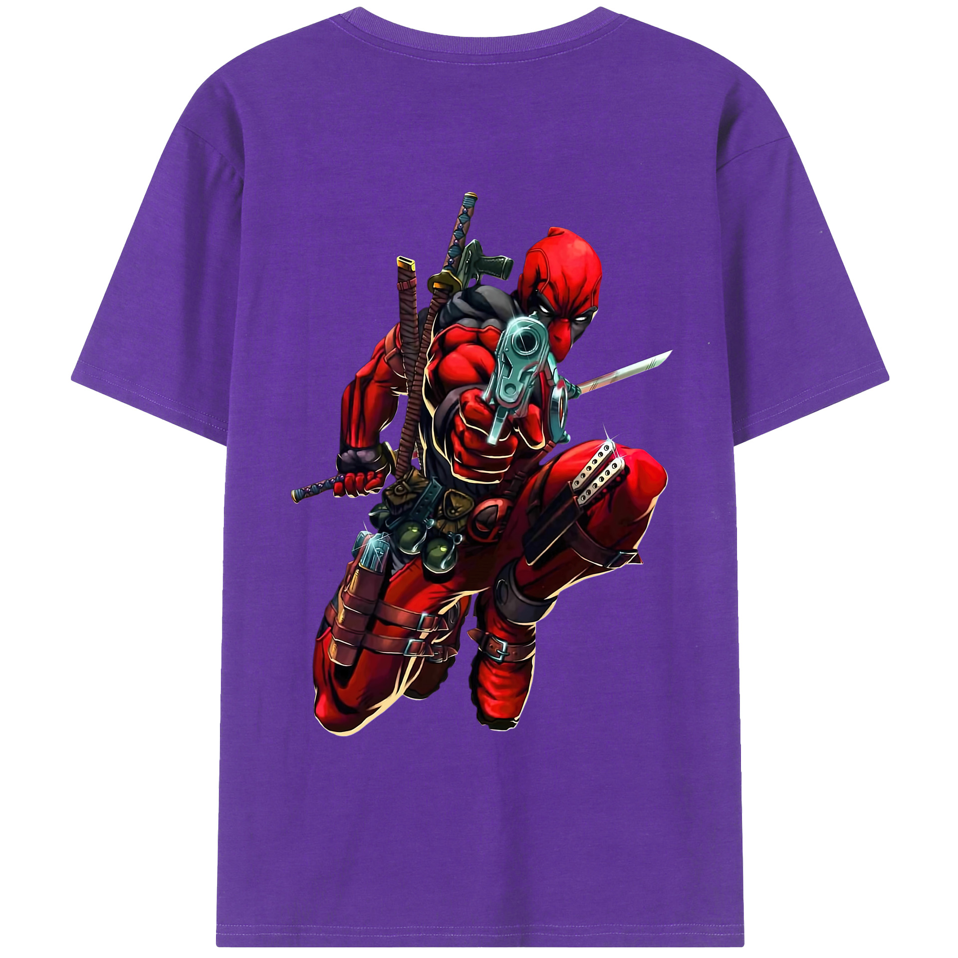（画像用） Deadpool デッドプール 綿100％ メンズ半袖Tシャツ（バックプリント） 通気性