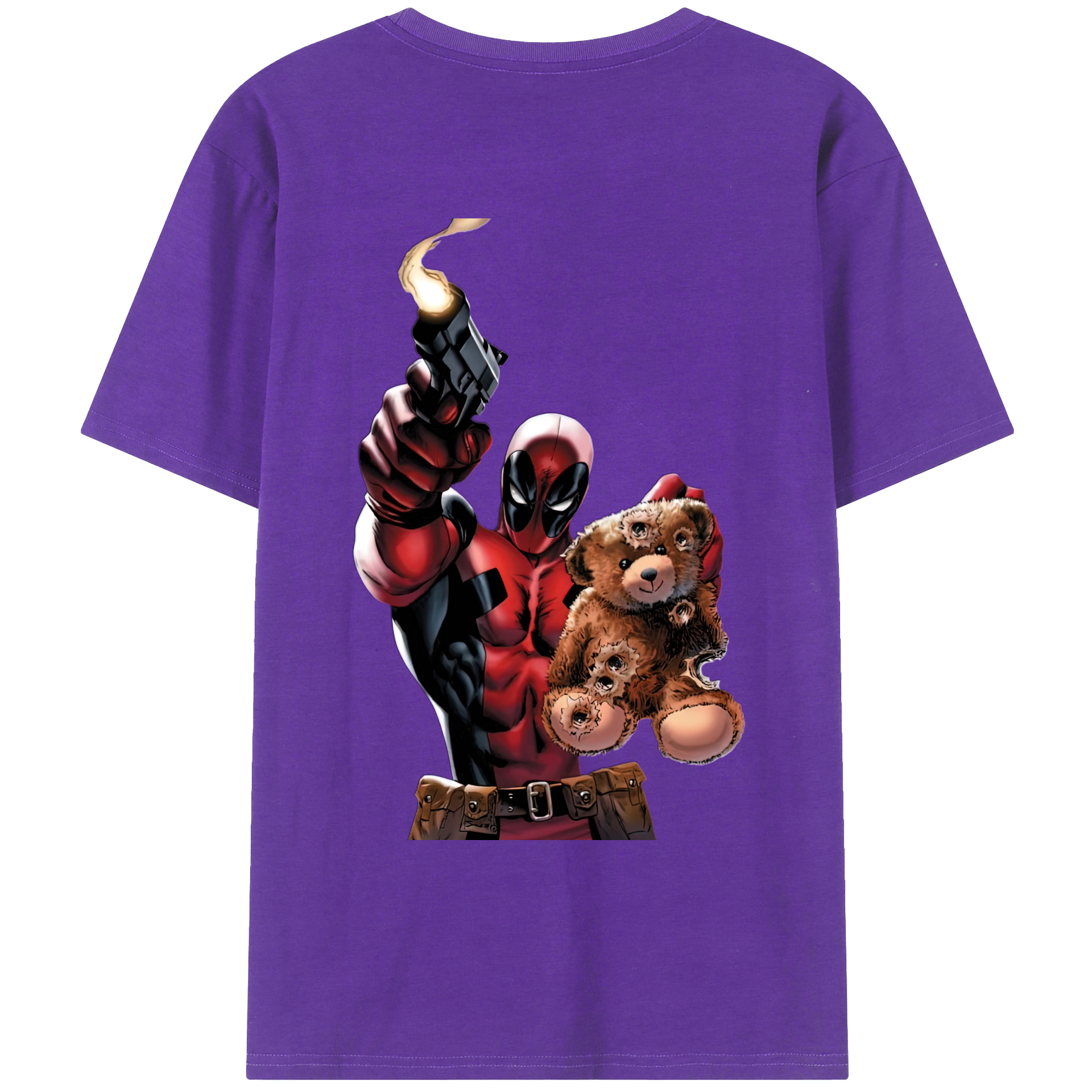 （画像用） Deadpool デッドプール 綿100％ メンズ半袖Tシャツ（バックプリント） 通気性
