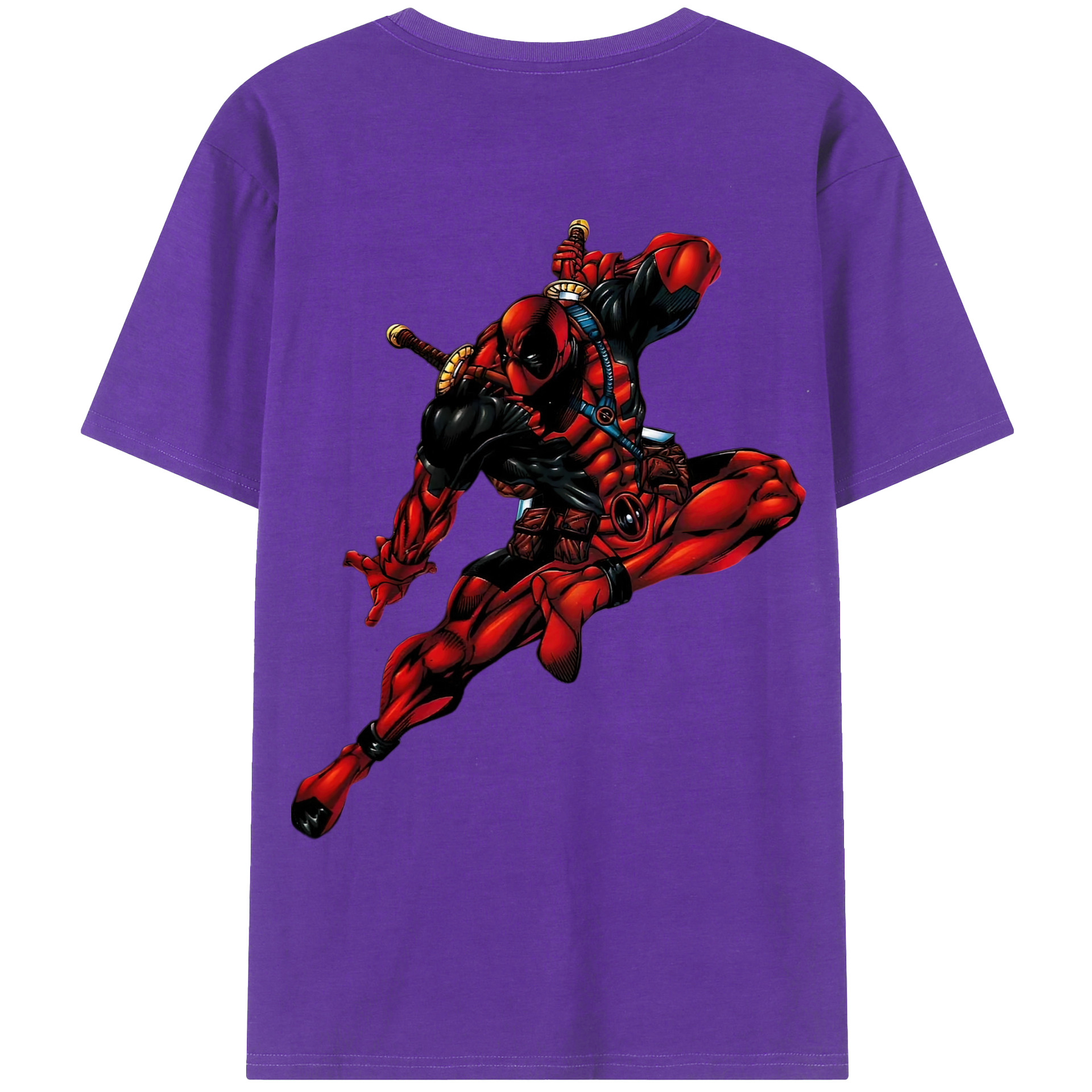 （画像用） Deadpool デッドプール 綿100％ メンズ半袖Tシャツ（バックプリント） 通気性