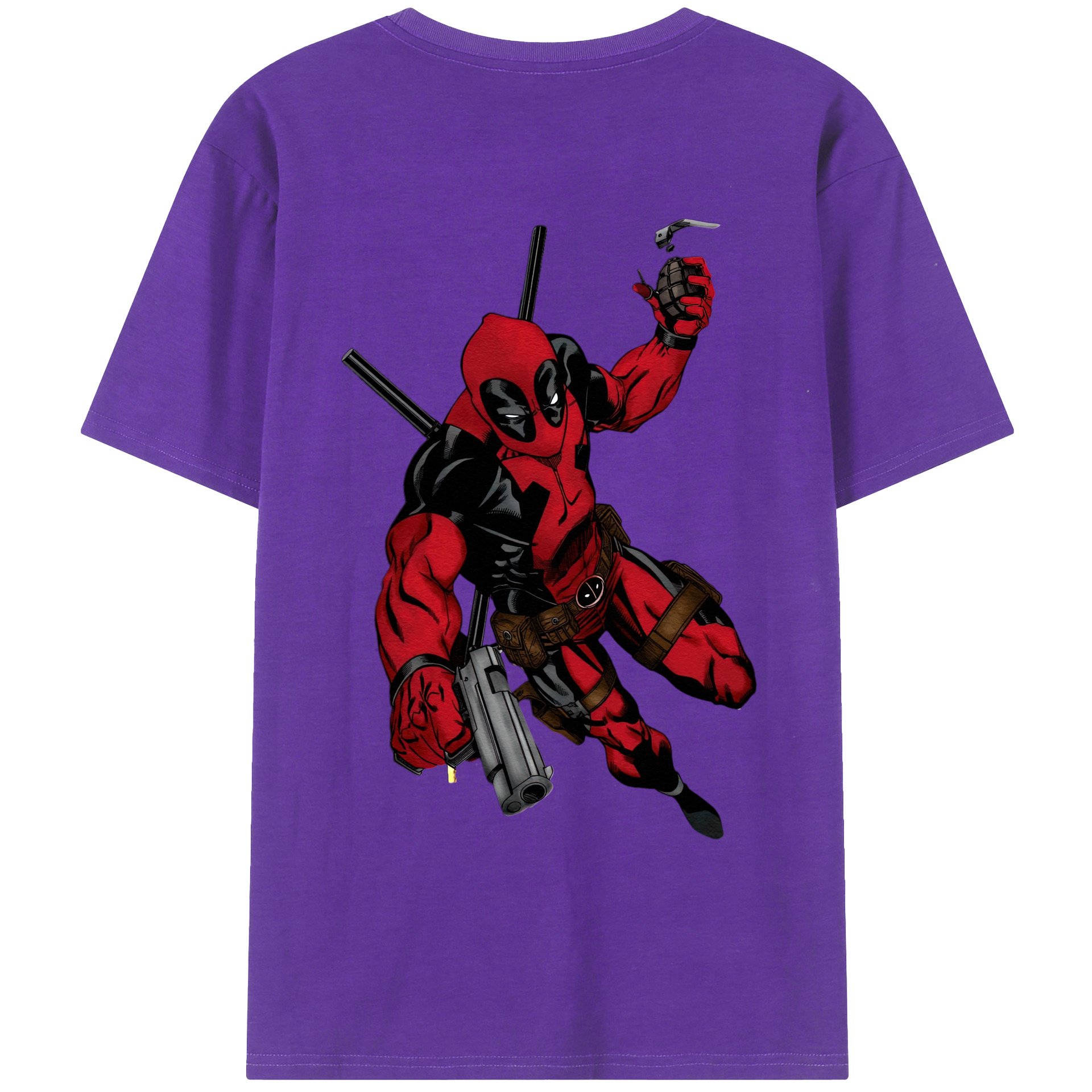 （画像用） Deadpool デッドプール 綿100％ メンズ半袖Tシャツ（バックプリント） 通気性