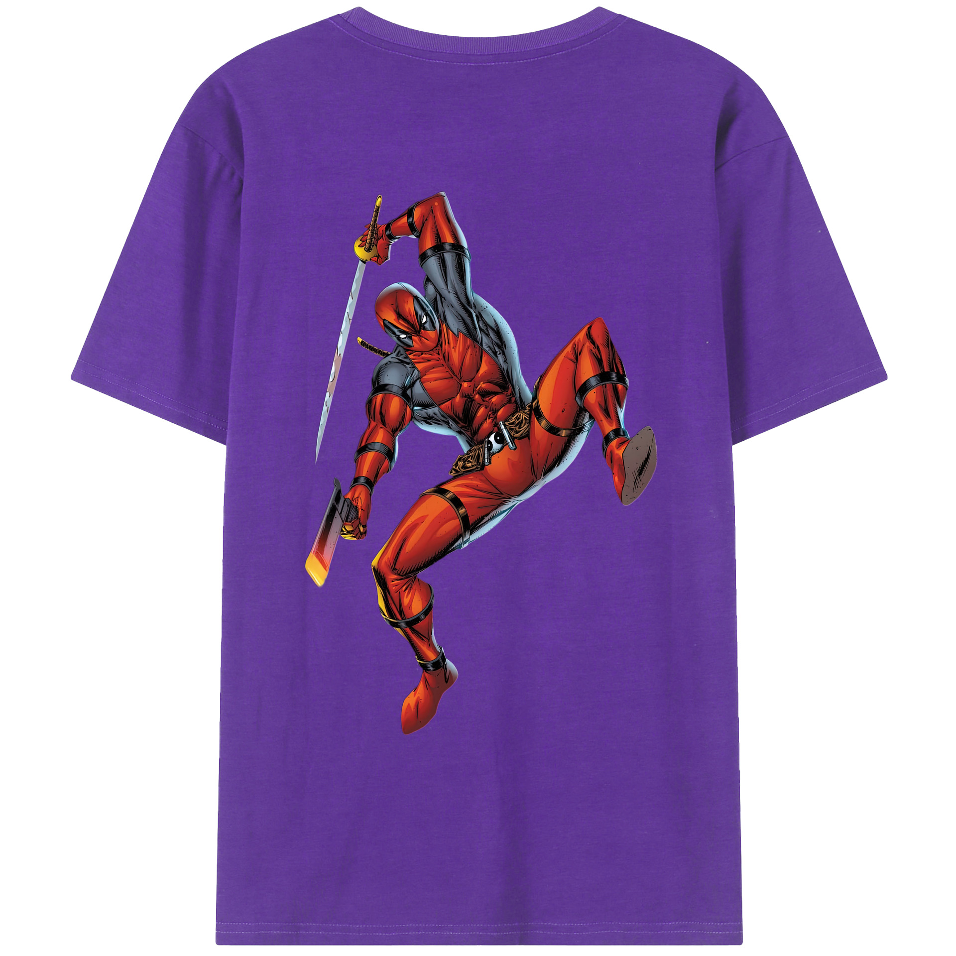 （画像用） Deadpool デッドプール 綿100％ メンズ半袖Tシャツ（バックプリント） 通気性