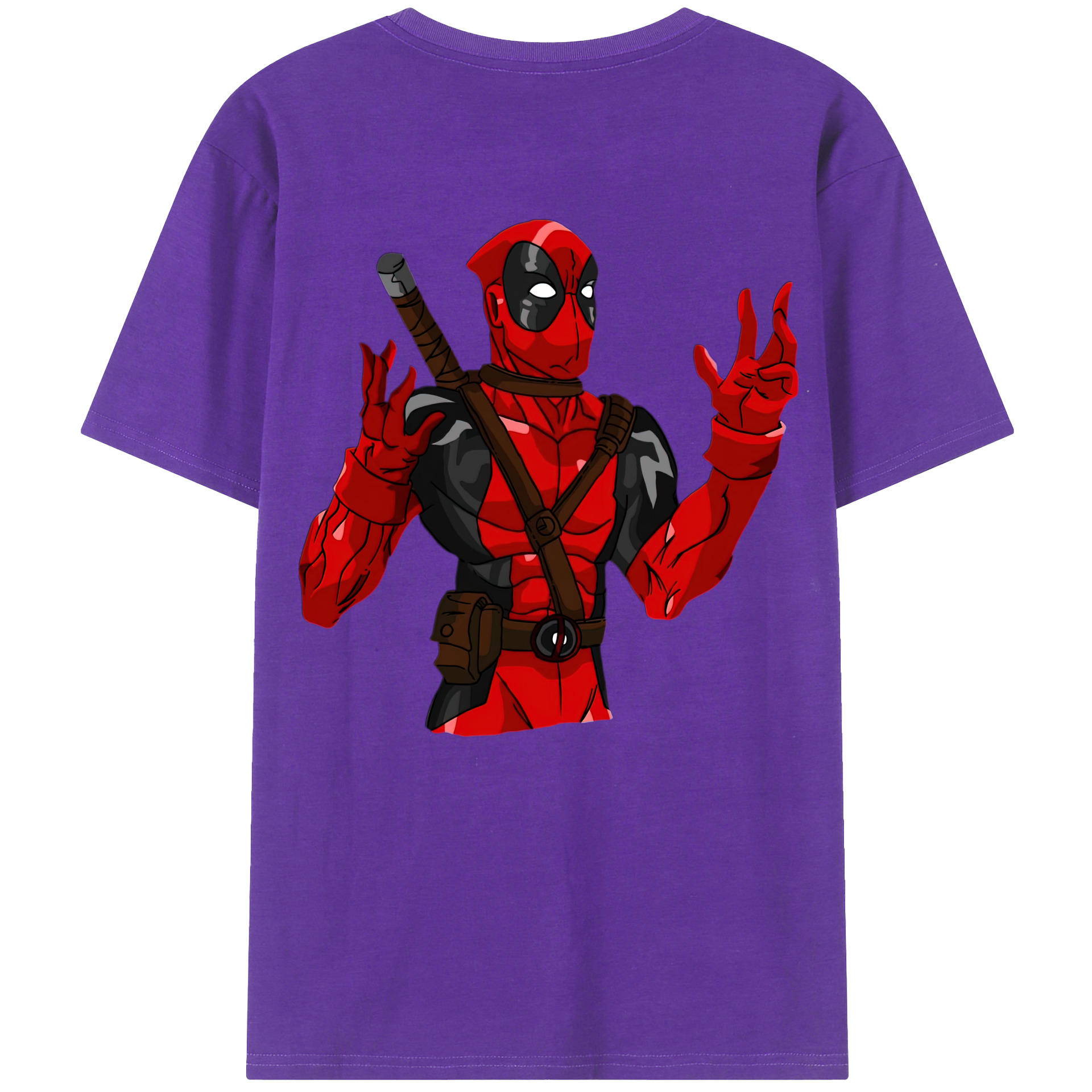 （画像用） Deadpool デッドプール 綿100％ メンズ半袖Tシャツ（バックプリント） 通気性