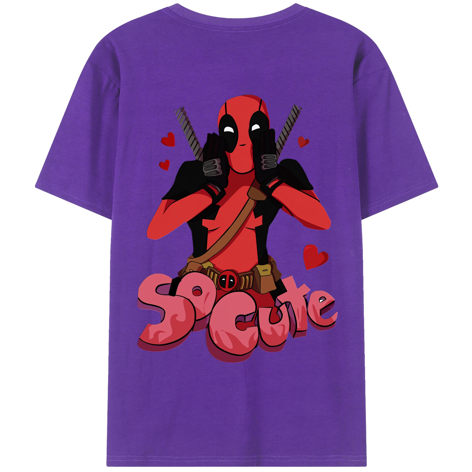 （画像用） Deadpool デッドプール 綿100％ メンズ半袖Tシャツ（バックプリント） 通気性