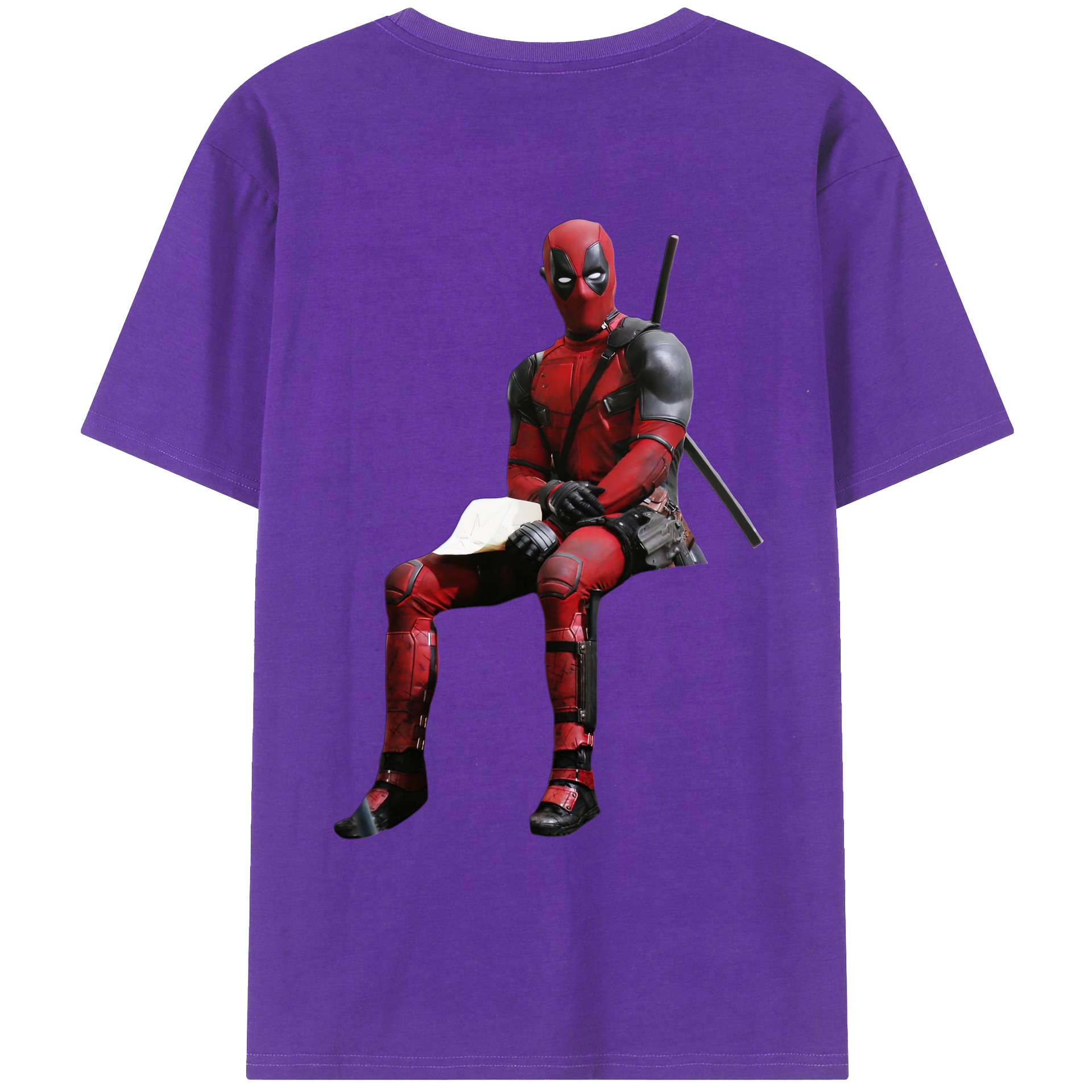 （画像用） Deadpool デッドプール 綿100％ メンズ半袖Tシャツ（バックプリント） 通気性