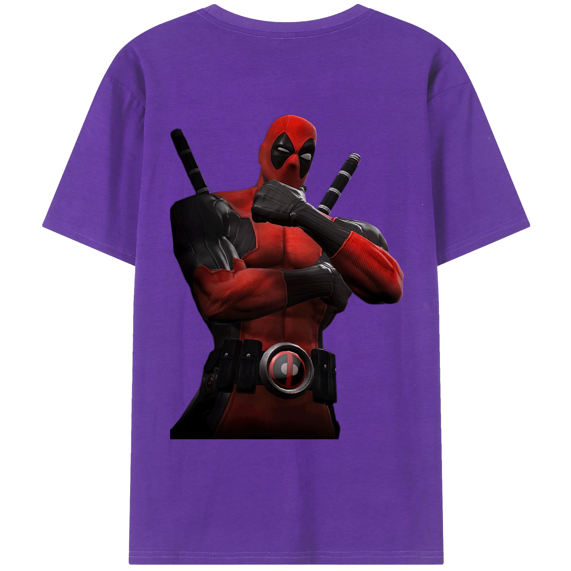 （画像用） Deadpool デッドプール 綿100％ メンズ半袖Tシャツ（バックプリント） 通気性