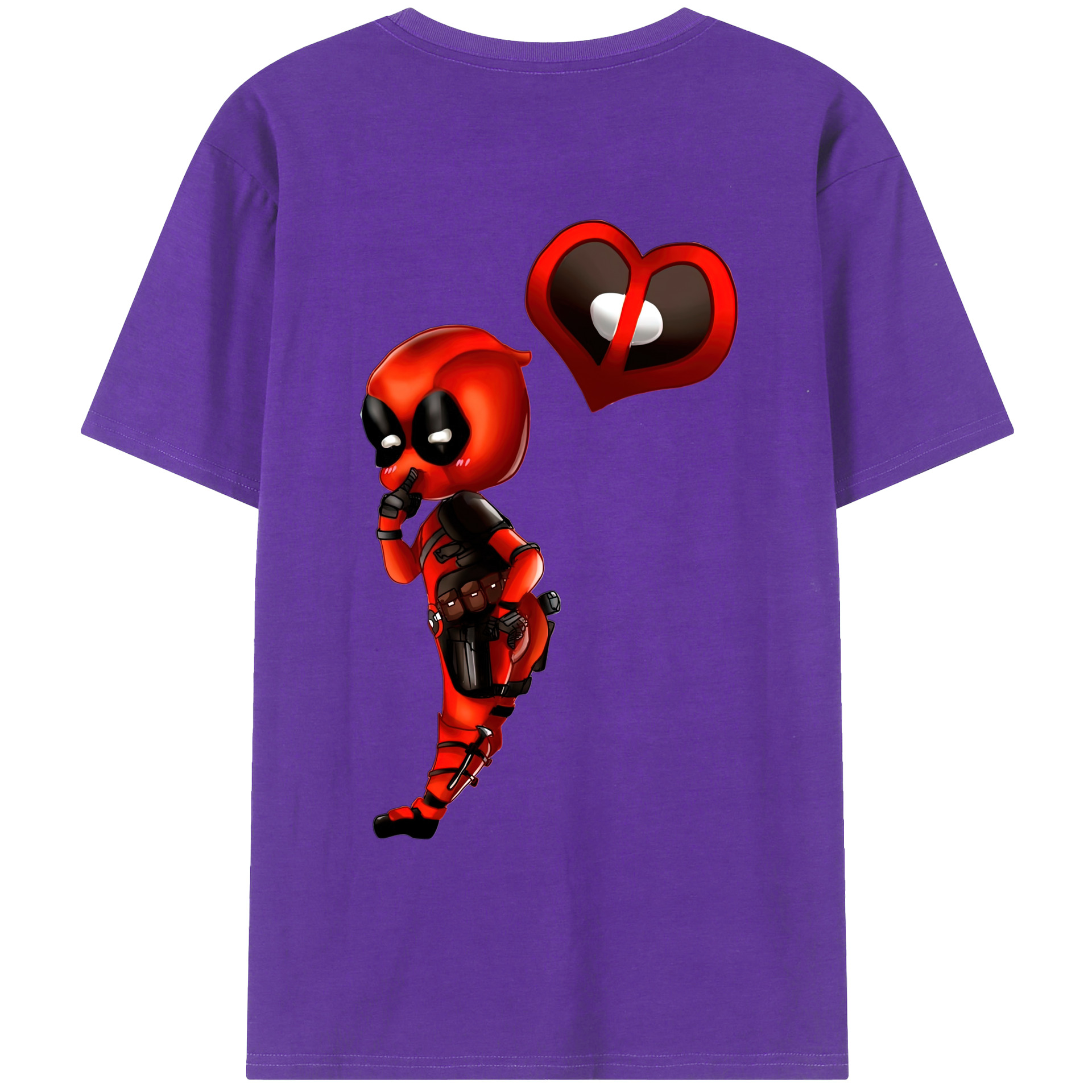 （画像用） Deadpool デッドプール 綿100％ メンズ半袖Tシャツ（バックプリント） 通気性