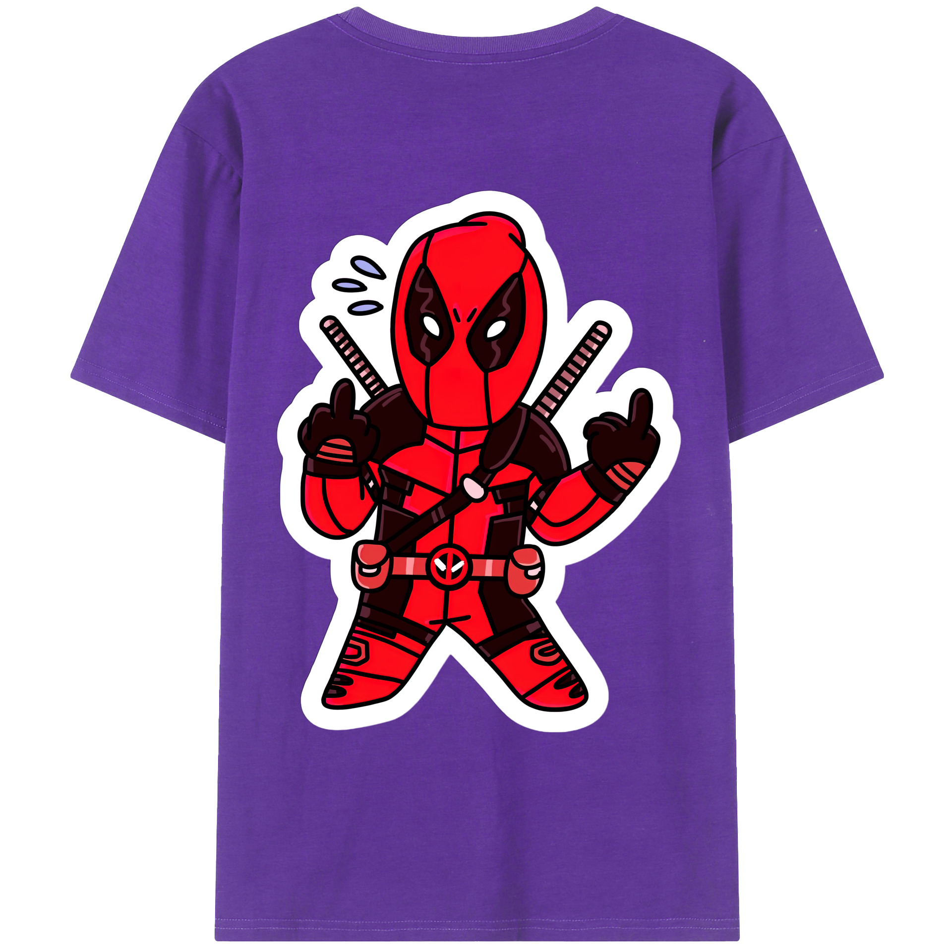 （画像用） Deadpool デッドプール 綿100％ メンズ半袖Tシャツ（バックプリント） 通気性