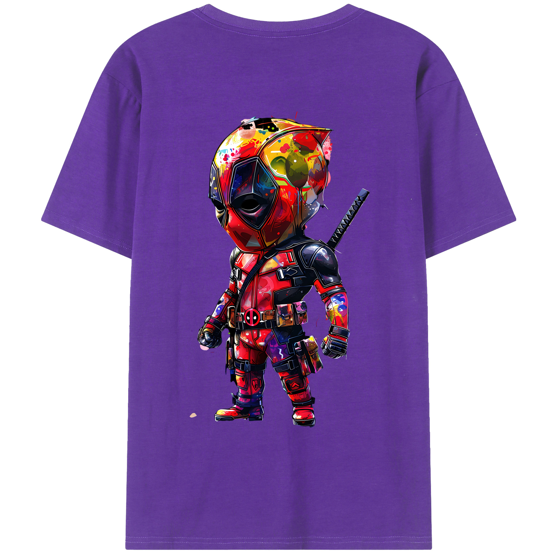 （画像用） Deadpool デッドプール 綿100％ メンズ半袖Tシャツ（バックプリント） 通気性