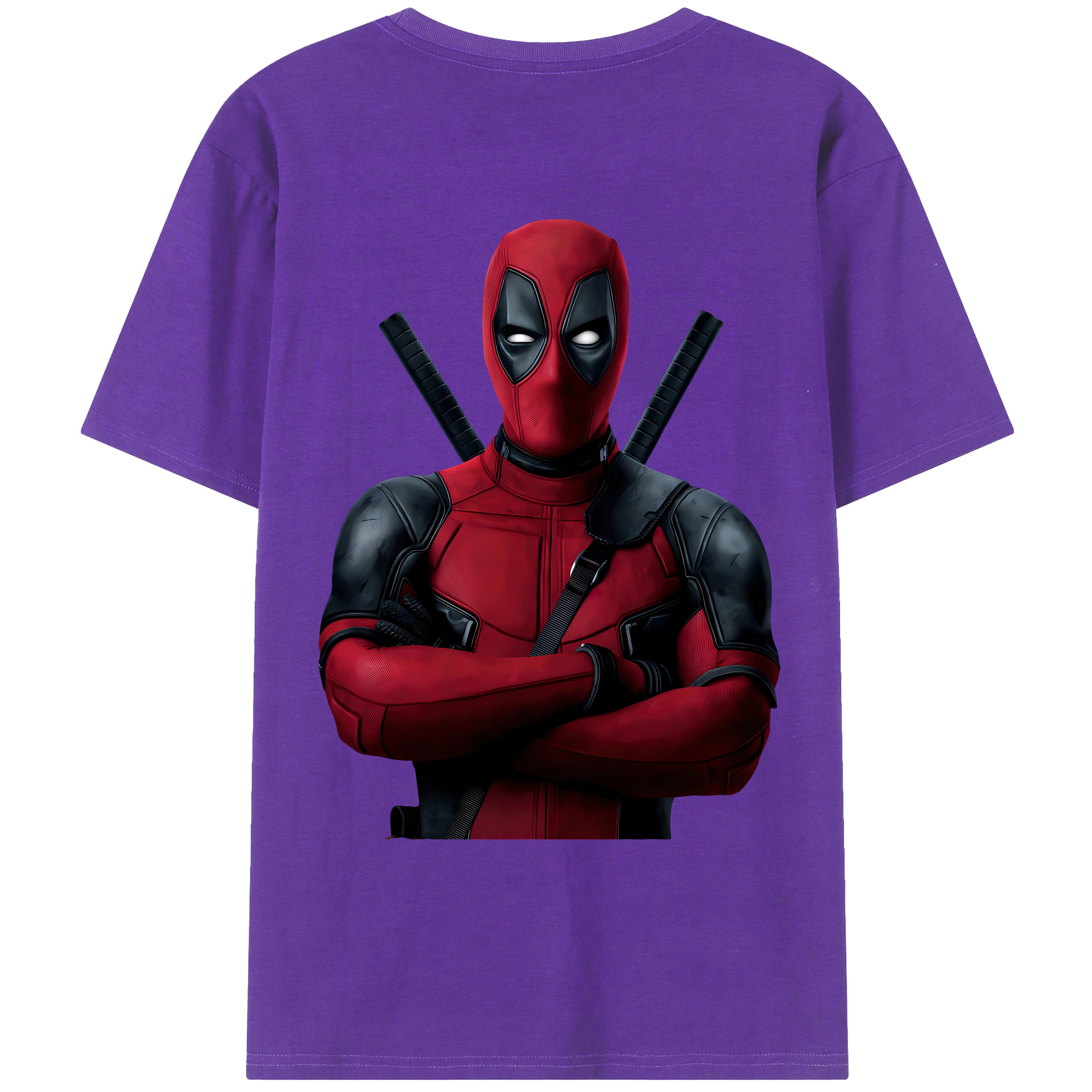 （画像用） Deadpool デッドプール 綿100％ メンズ半袖Tシャツ（バックプリント） 通気性