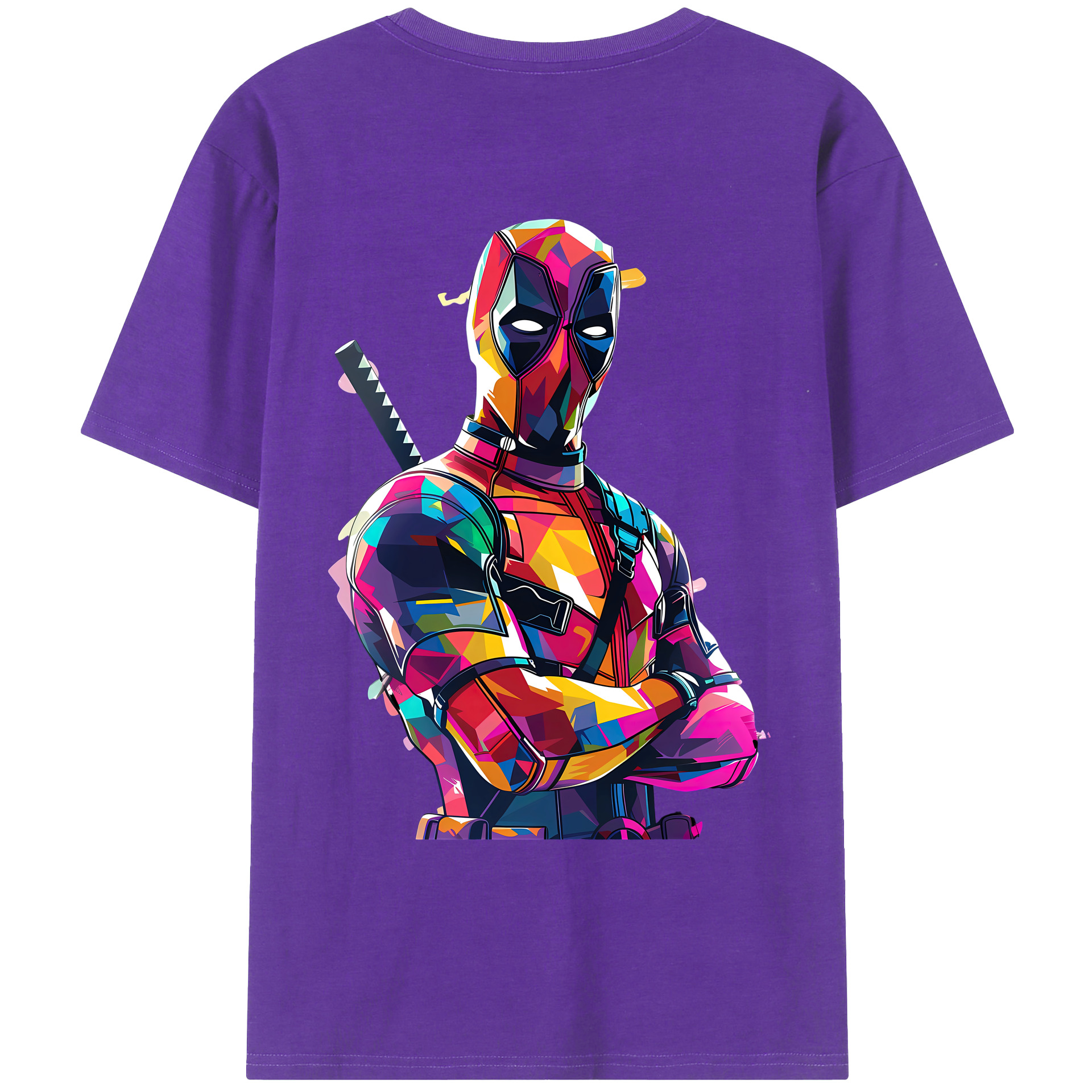 （画像用） Deadpool デッドプール 綿100％ メンズ半袖Tシャツ（バックプリント） 通気性