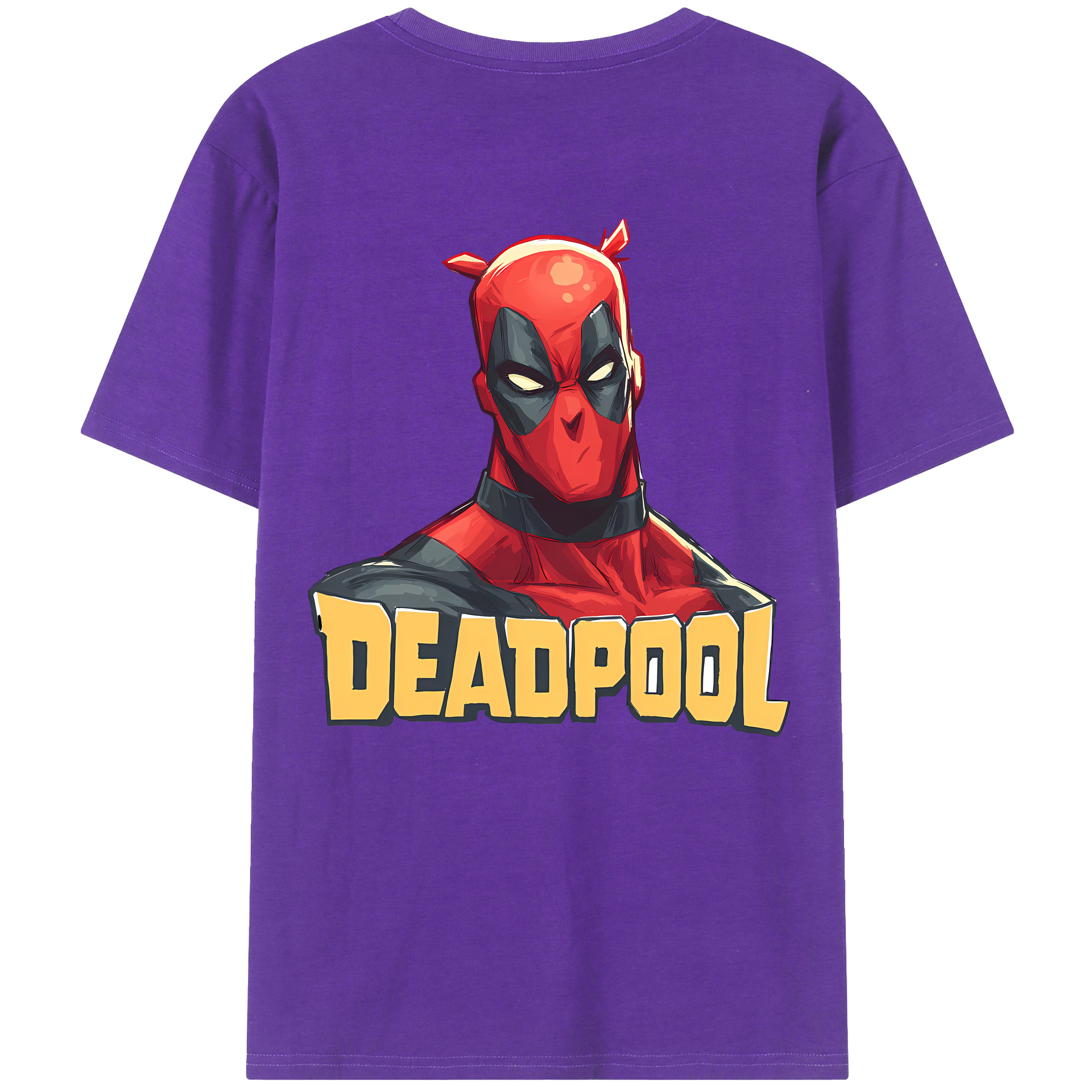（画像用） Deadpool デッドプール 綿100％ メンズ半袖Tシャツ（バックプリント） 通気性