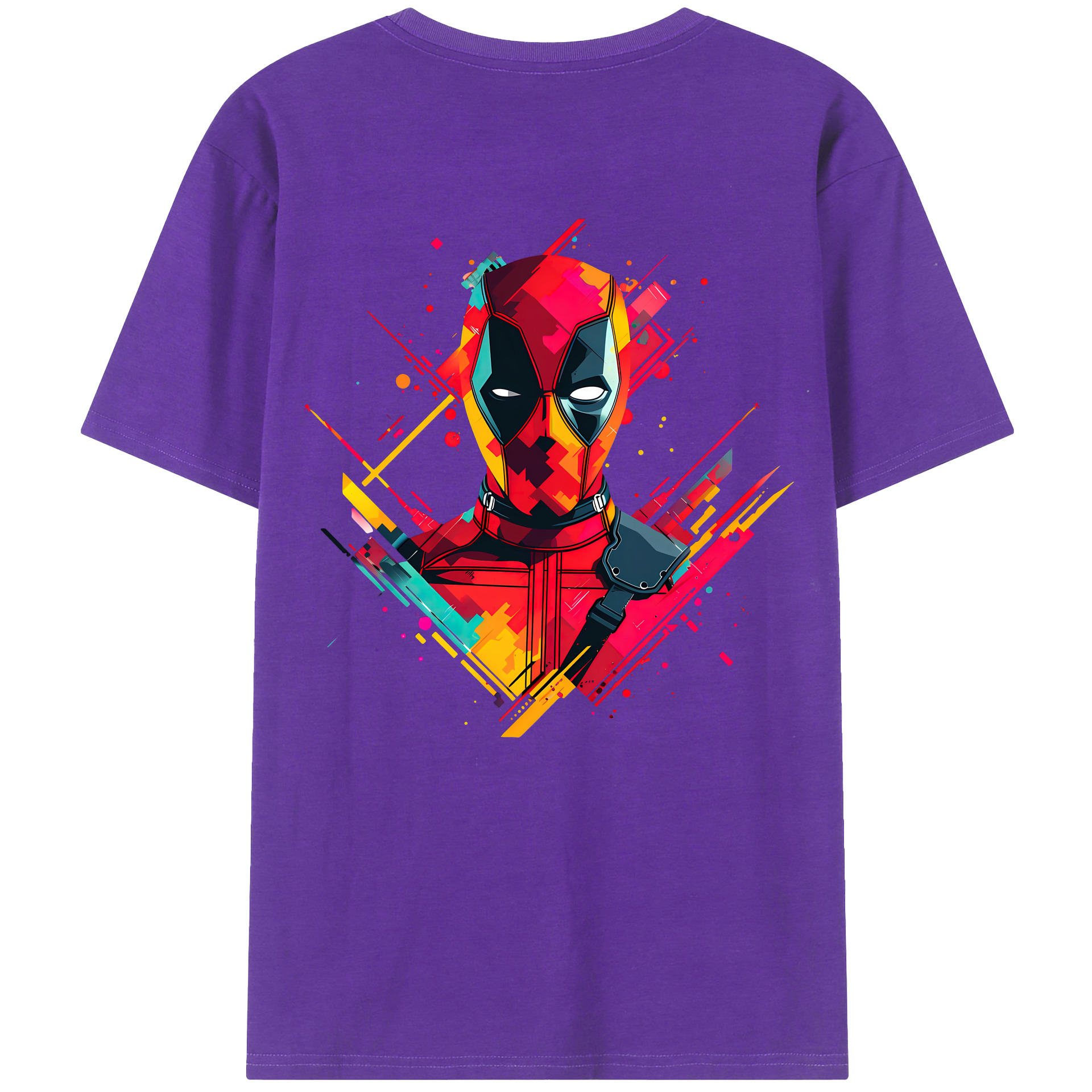 （画像用） Deadpool デッドプール 綿100％ メンズ半袖Tシャツ（バックプリント） 通気性