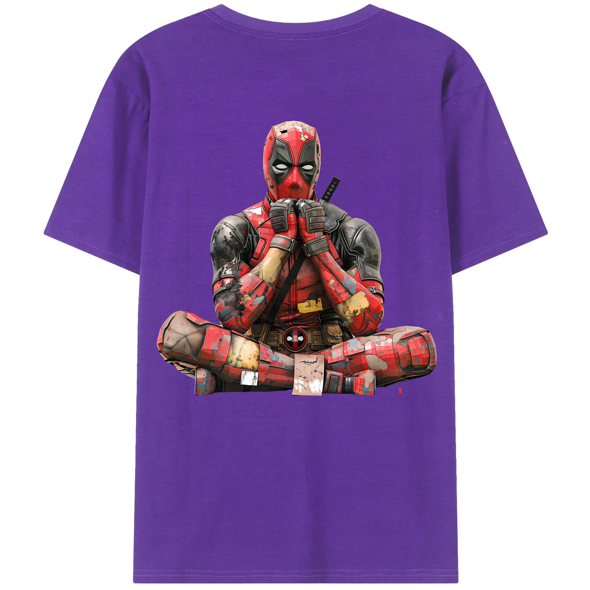 （画像用） Deadpool デッドプール 綿100％ メンズ半袖Tシャツ（バックプリント） 通気性