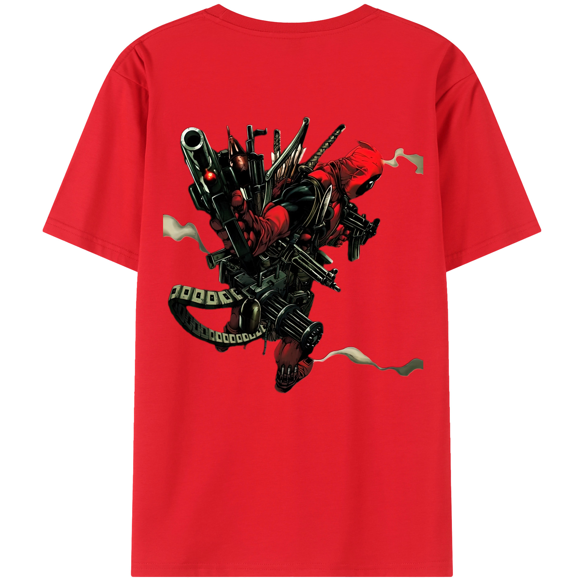 （画像用） Deadpool デッドプール 綿100％ メンズ半袖Tシャツ（バックプリント） 通気性