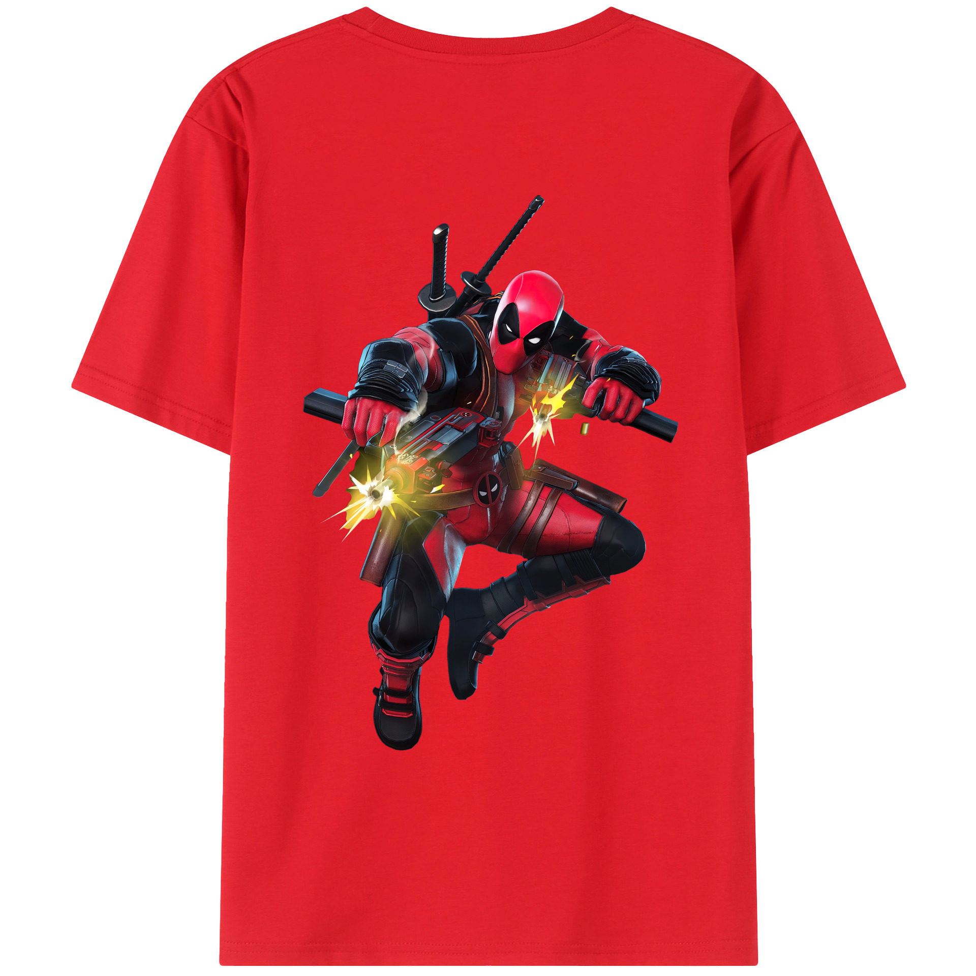 （画像用） Deadpool デッドプール 綿100％ メンズ半袖Tシャツ（バックプリント） 通気性