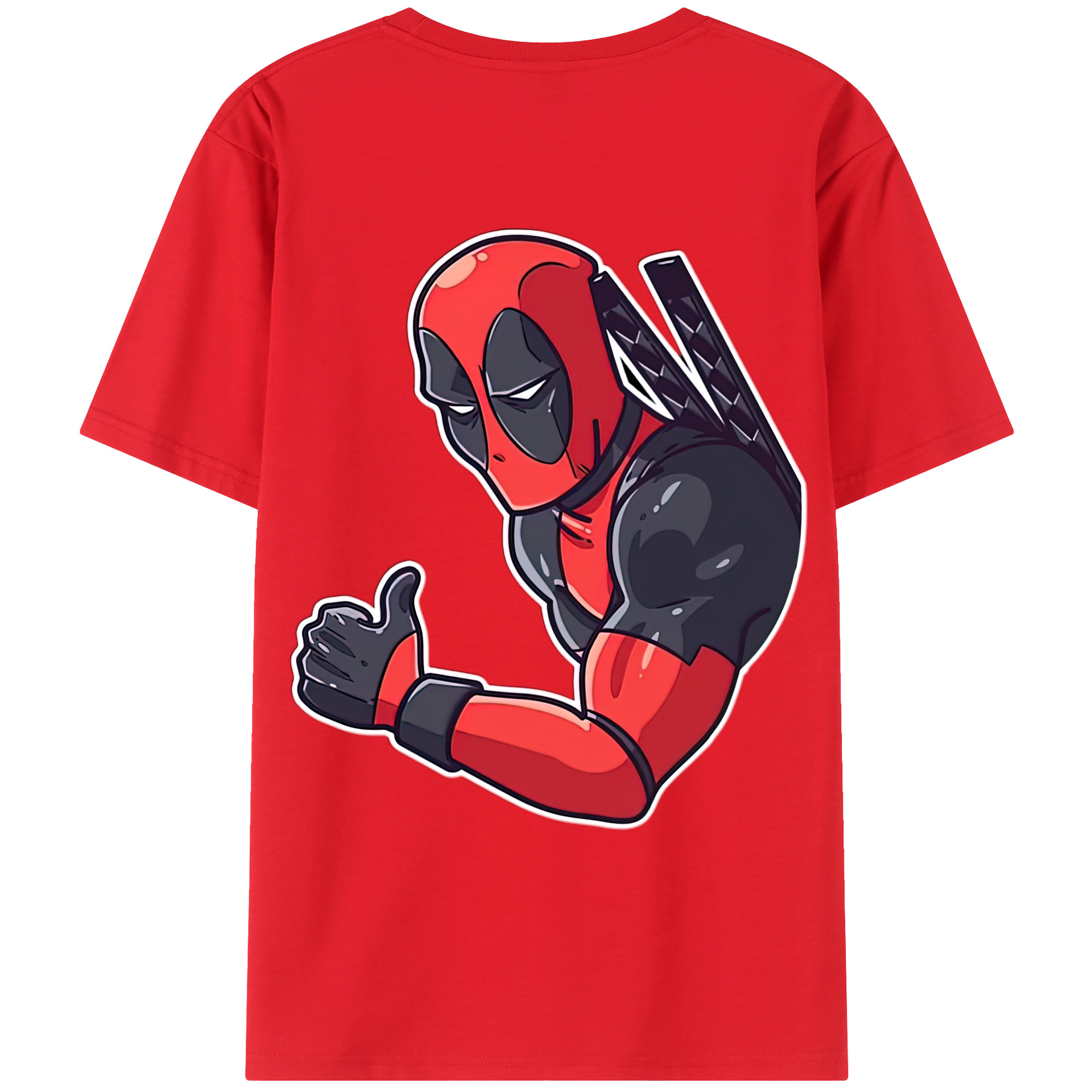 （画像用） Deadpool デッドプール 綿100％ メンズ半袖Tシャツ（バックプリント） 通気性