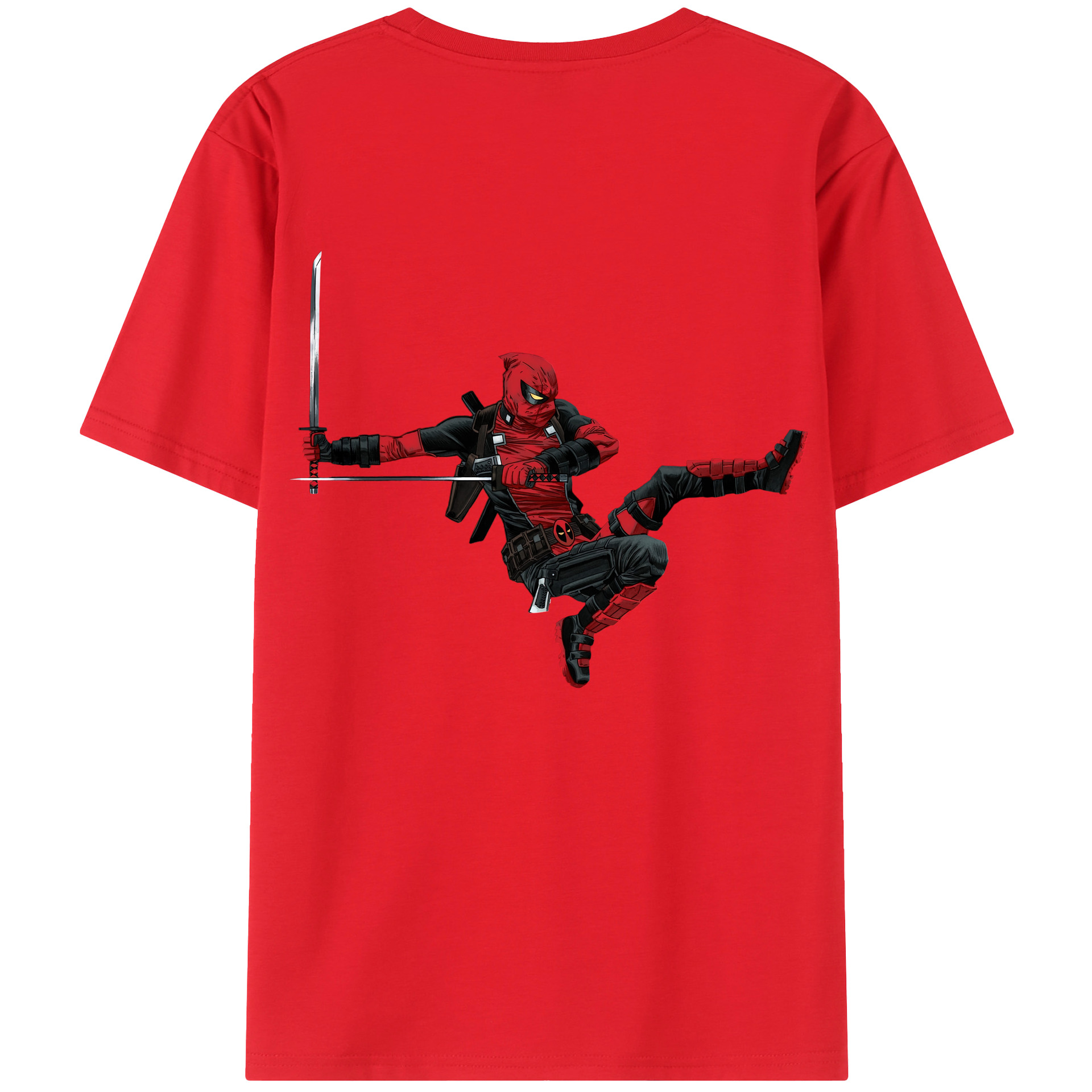 （画像用） Deadpool デッドプール 綿100％ メンズ半袖Tシャツ（バックプリント） 通気性