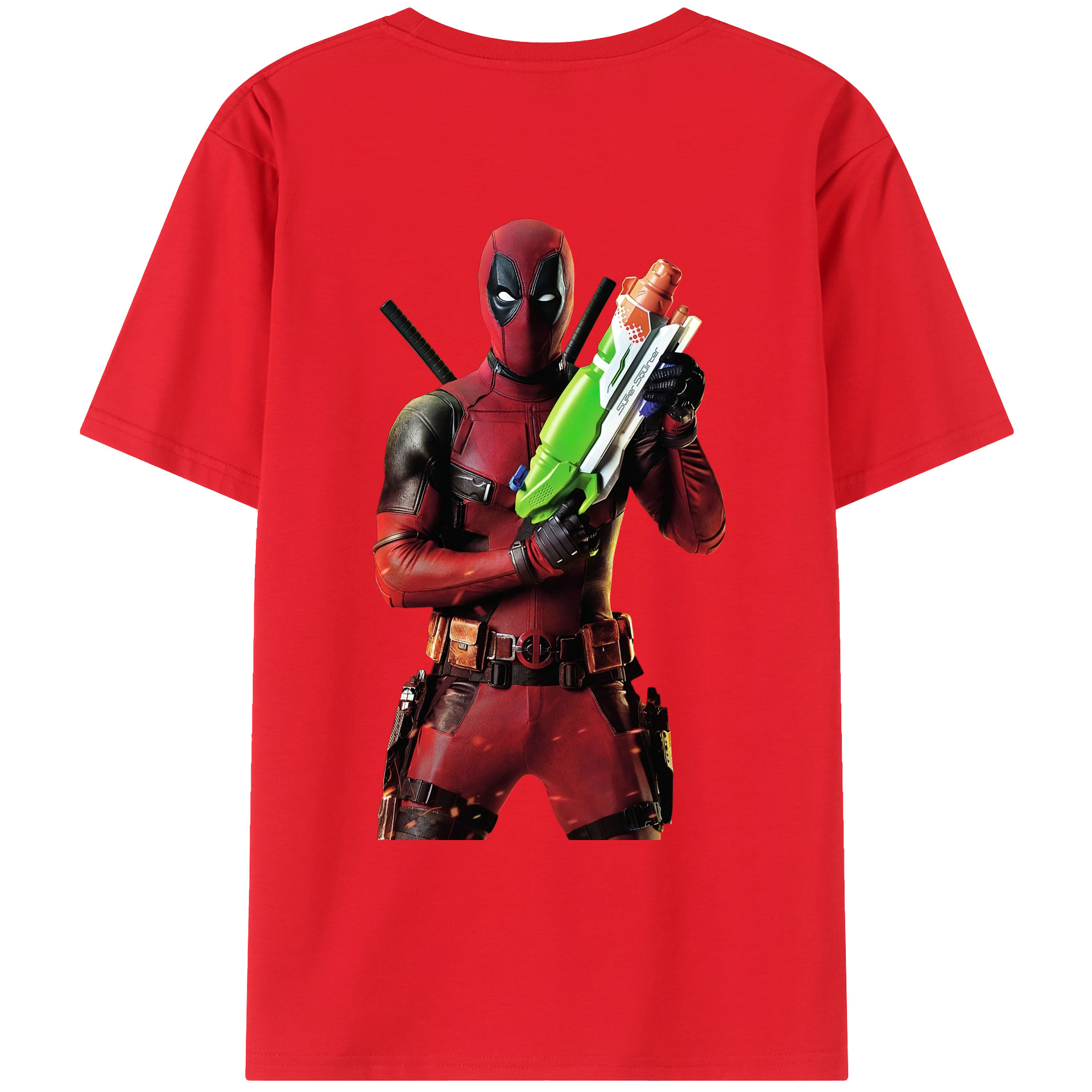 （画像用） Deadpool デッドプール 綿100％ メンズ半袖Tシャツ（バックプリント） 通気性