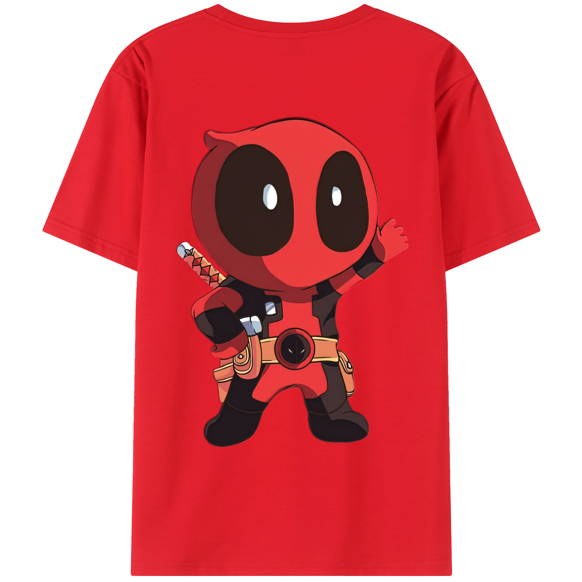 （画像用） Deadpool デッドプール 綿100％ メンズ半袖Tシャツ（バックプリント） 通気性