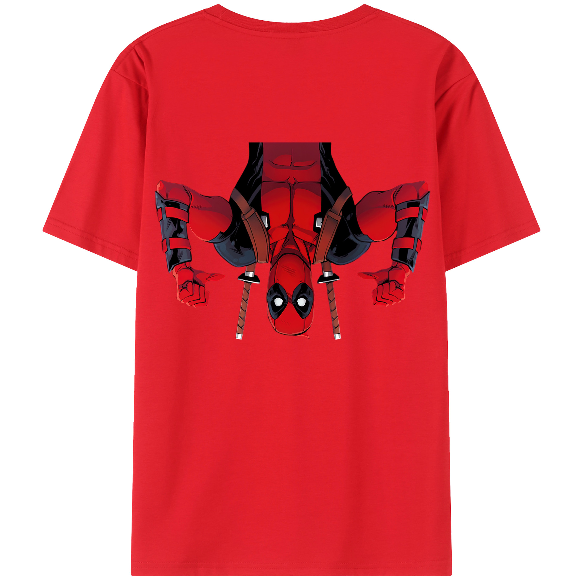 （画像用） Deadpool デッドプール 綿100％ メンズ半袖Tシャツ（バックプリント） 通気性