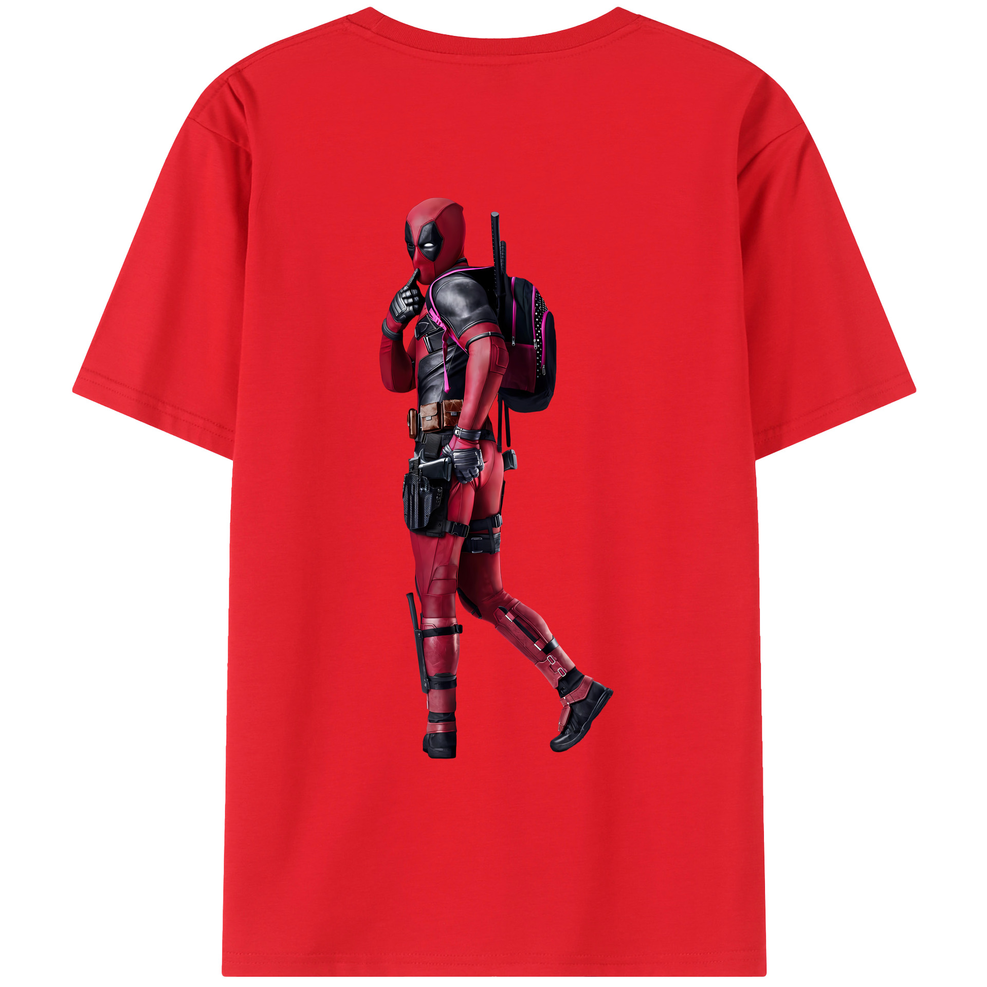 （画像用） Deadpool デッドプール 綿100％ メンズ半袖Tシャツ（バックプリント） 通気性