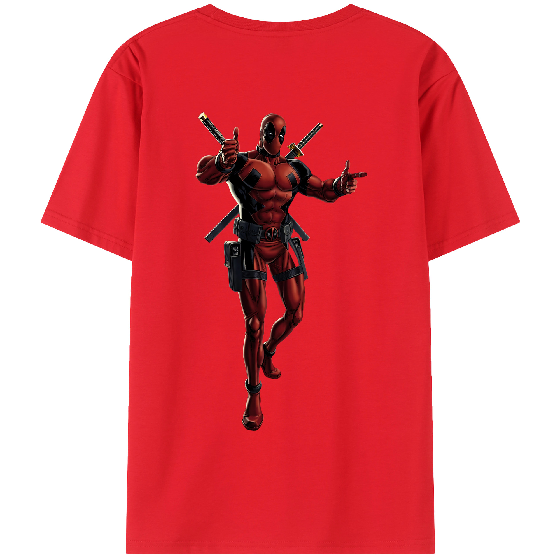 （画像用） Deadpool デッドプール 綿100％ メンズ半袖Tシャツ（バックプリント） 通気性