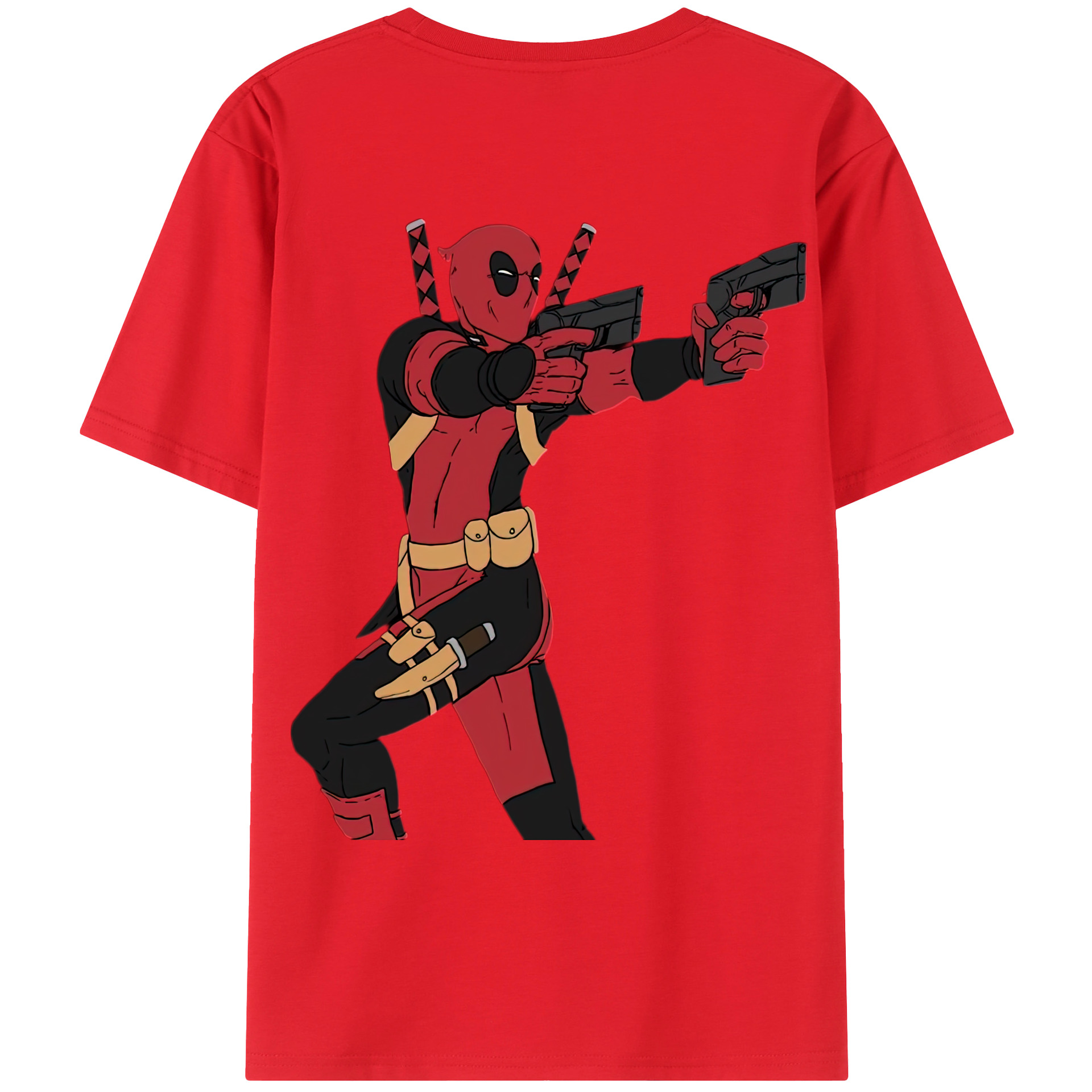 （画像用） Deadpool デッドプール 綿100％ メンズ半袖Tシャツ（バックプリント） 通気性