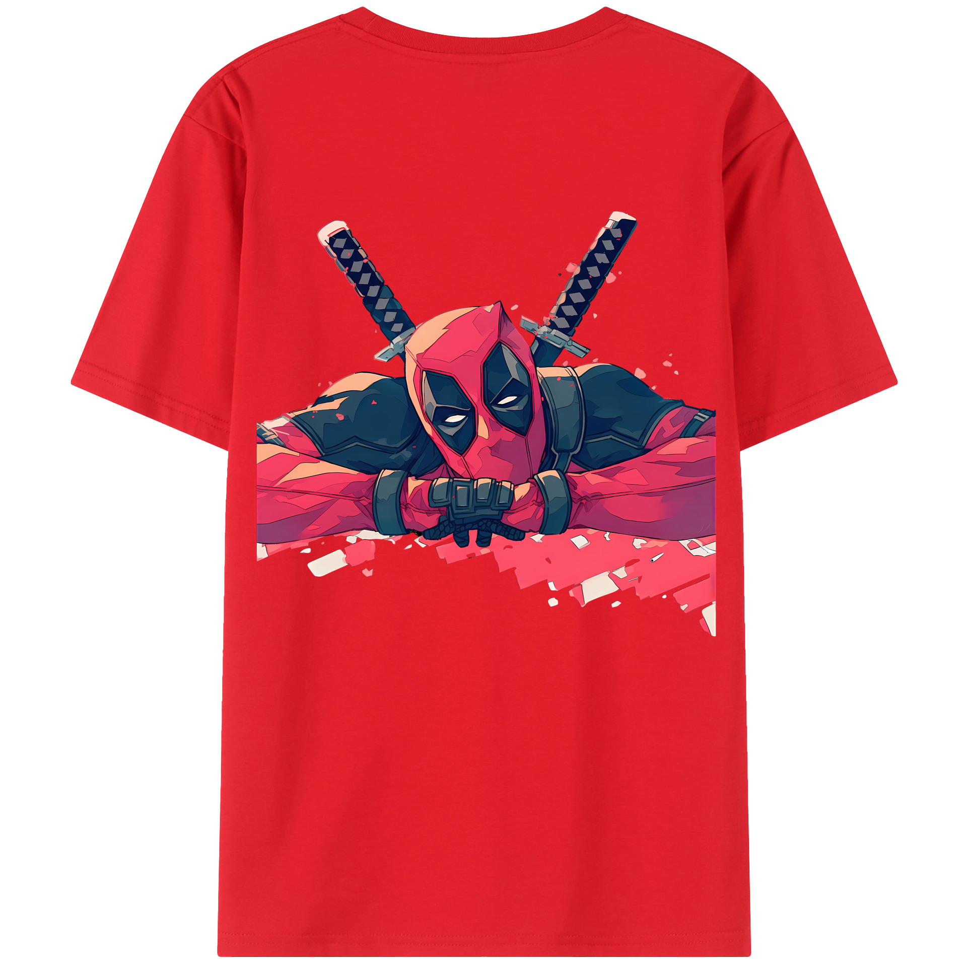 （画像用） Deadpool デッドプール 綿100％ メンズ半袖Tシャツ（バックプリント） 通気性