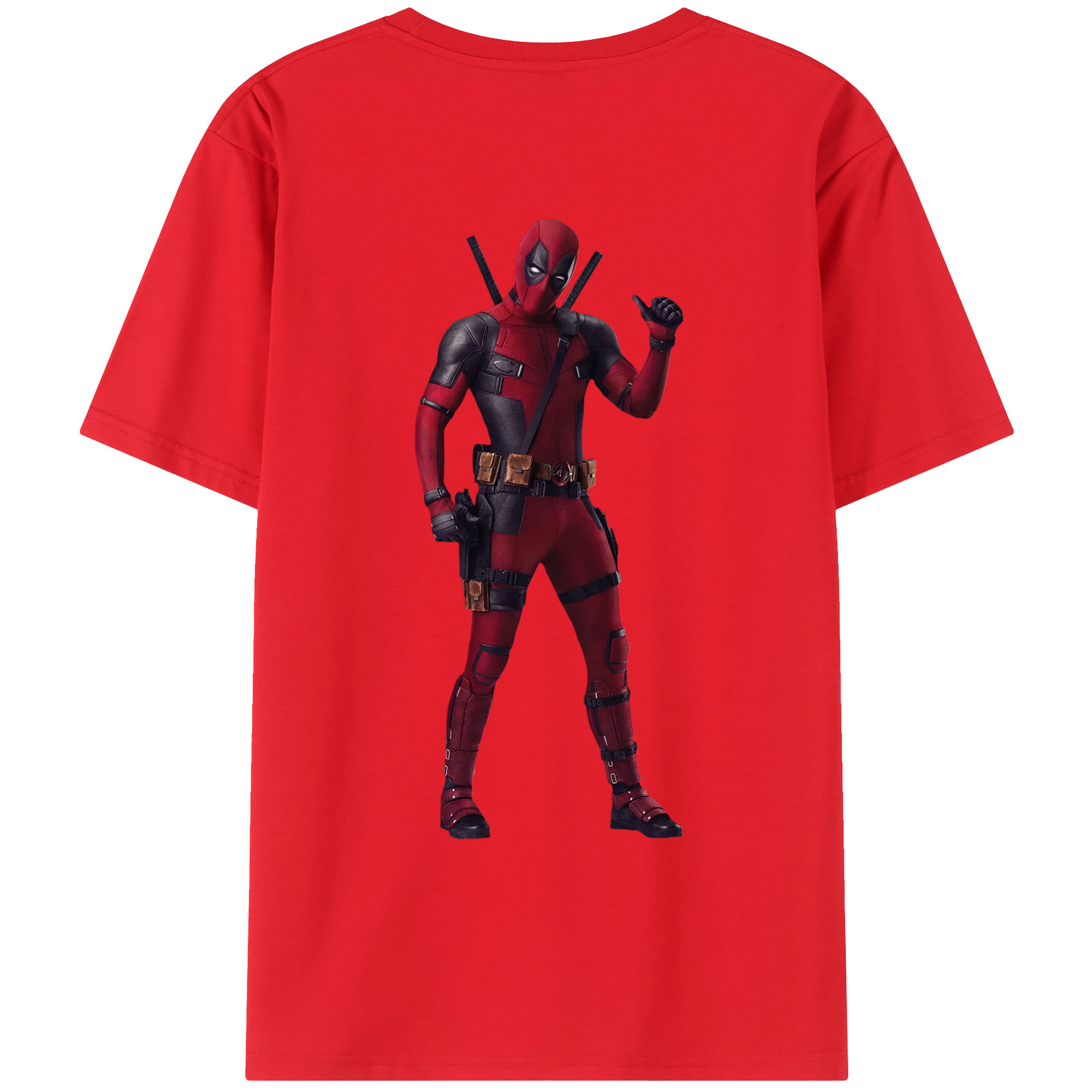 （画像用） Deadpool デッドプール 綿100％ メンズ半袖Tシャツ（バックプリント） 通気性