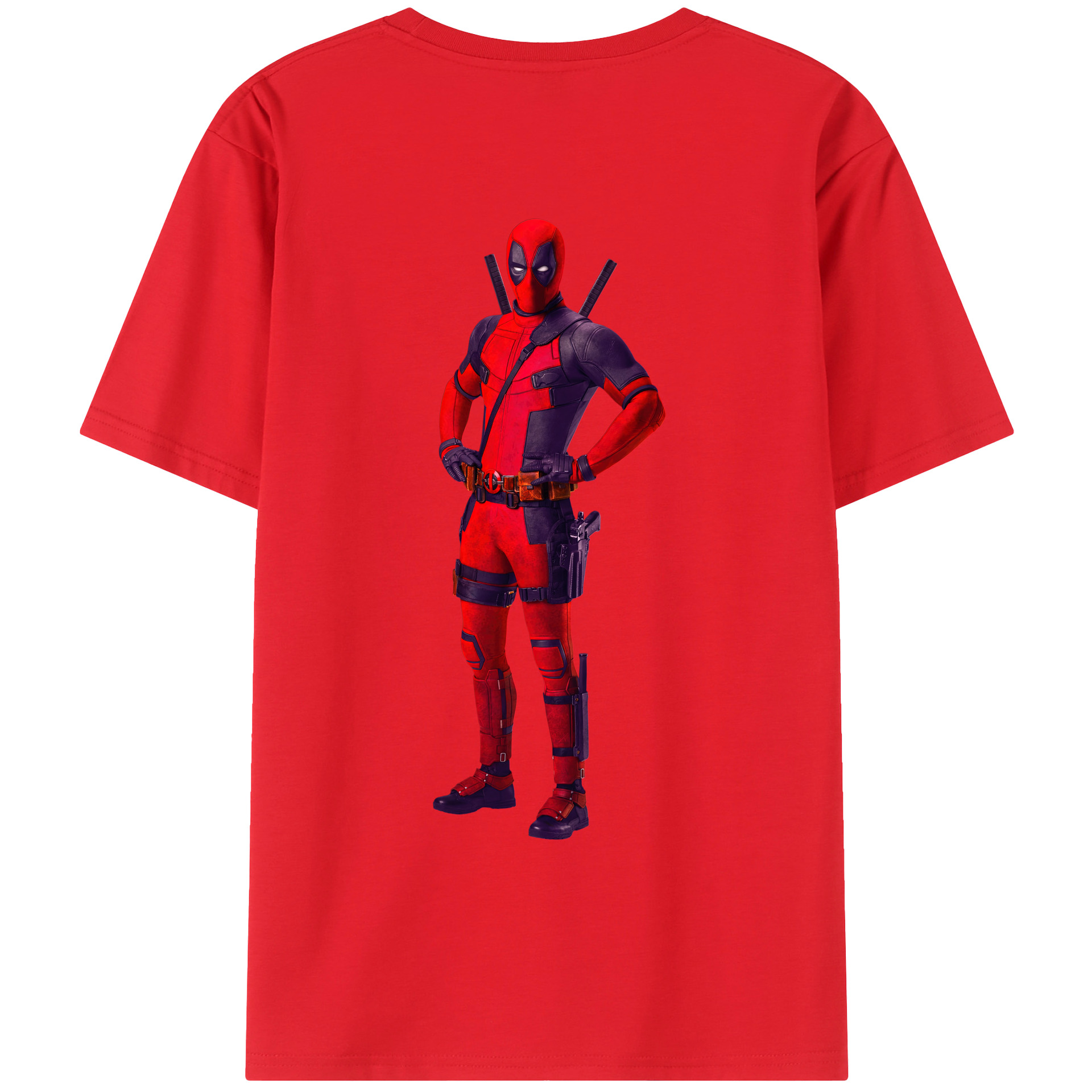 （画像用） Deadpool デッドプール 綿100％ メンズ半袖Tシャツ（バックプリント） 通気性