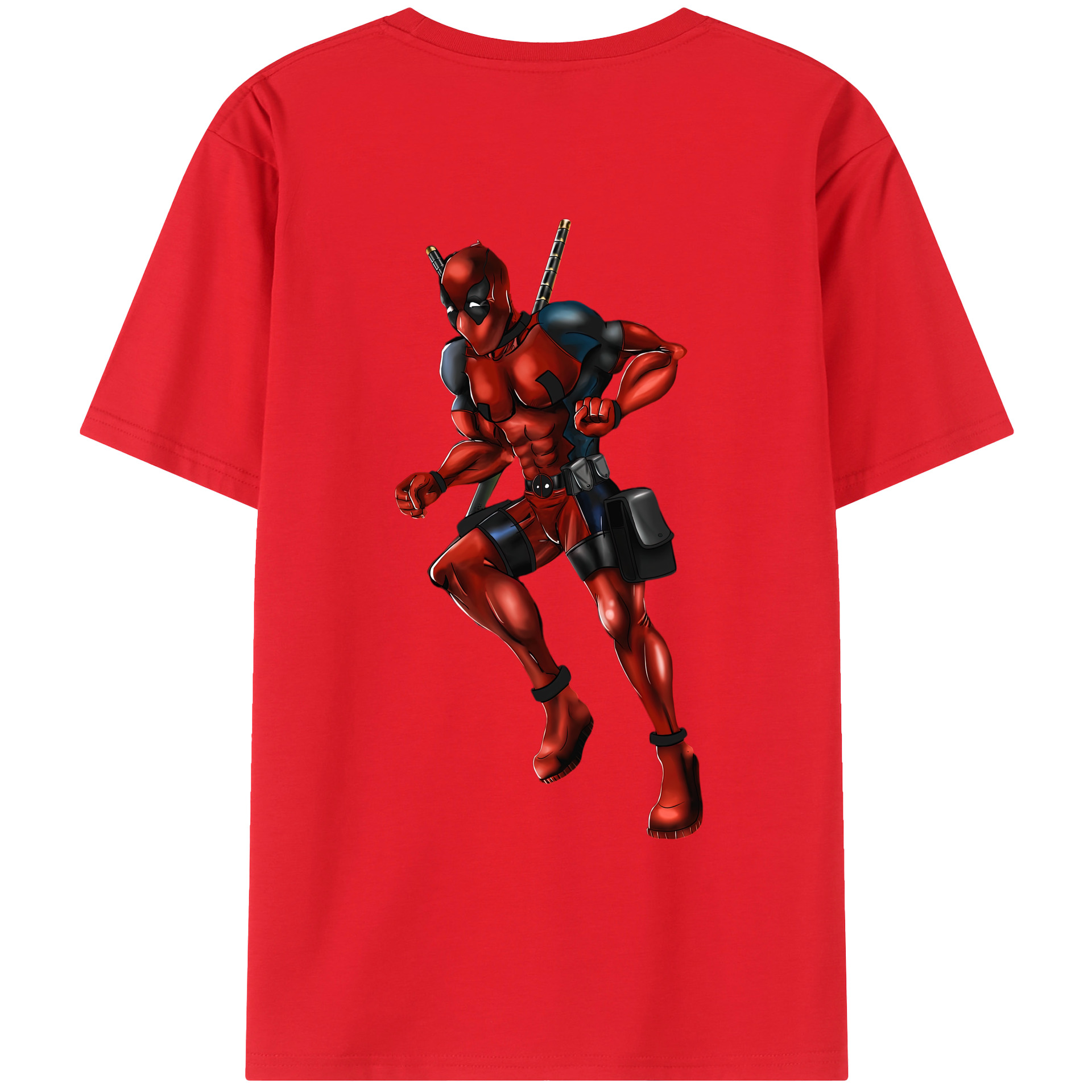 （画像用） Deadpool デッドプール 綿100％ メンズ半袖Tシャツ（バックプリント） 通気性