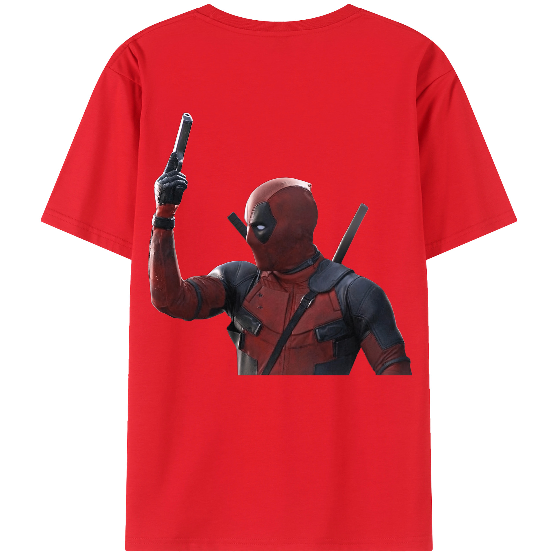 （画像用） Deadpool デッドプール 綿100％ メンズ半袖Tシャツ（バックプリント） 通気性