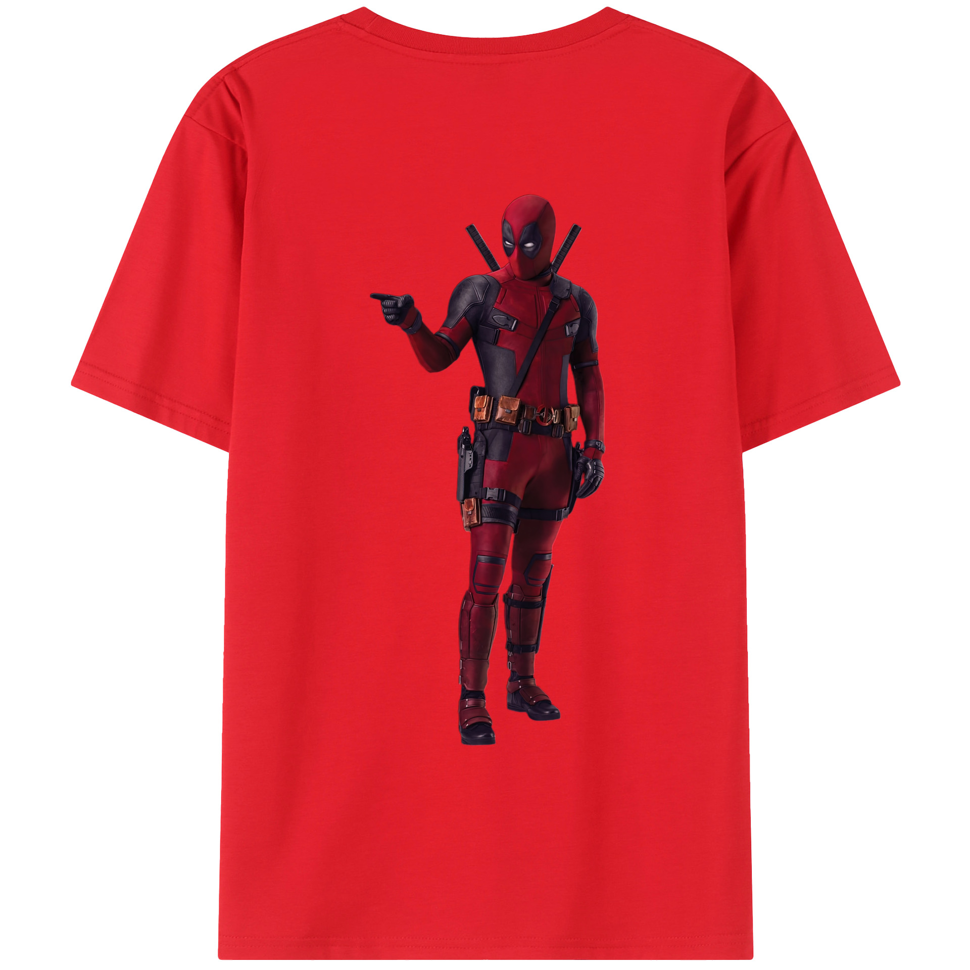 （画像用） Deadpool デッドプール 綿100％ メンズ半袖Tシャツ（バックプリント） 通気性