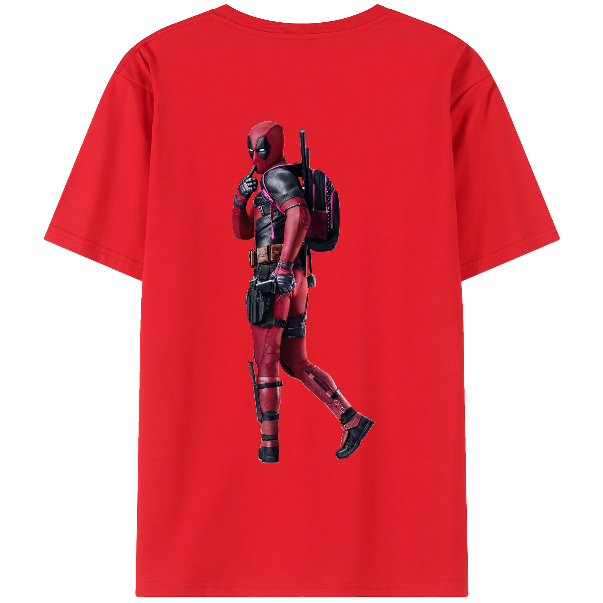 （画像用） Deadpool デッドプール 綿100％ メンズ半袖Tシャツ（バックプリント） 通気性