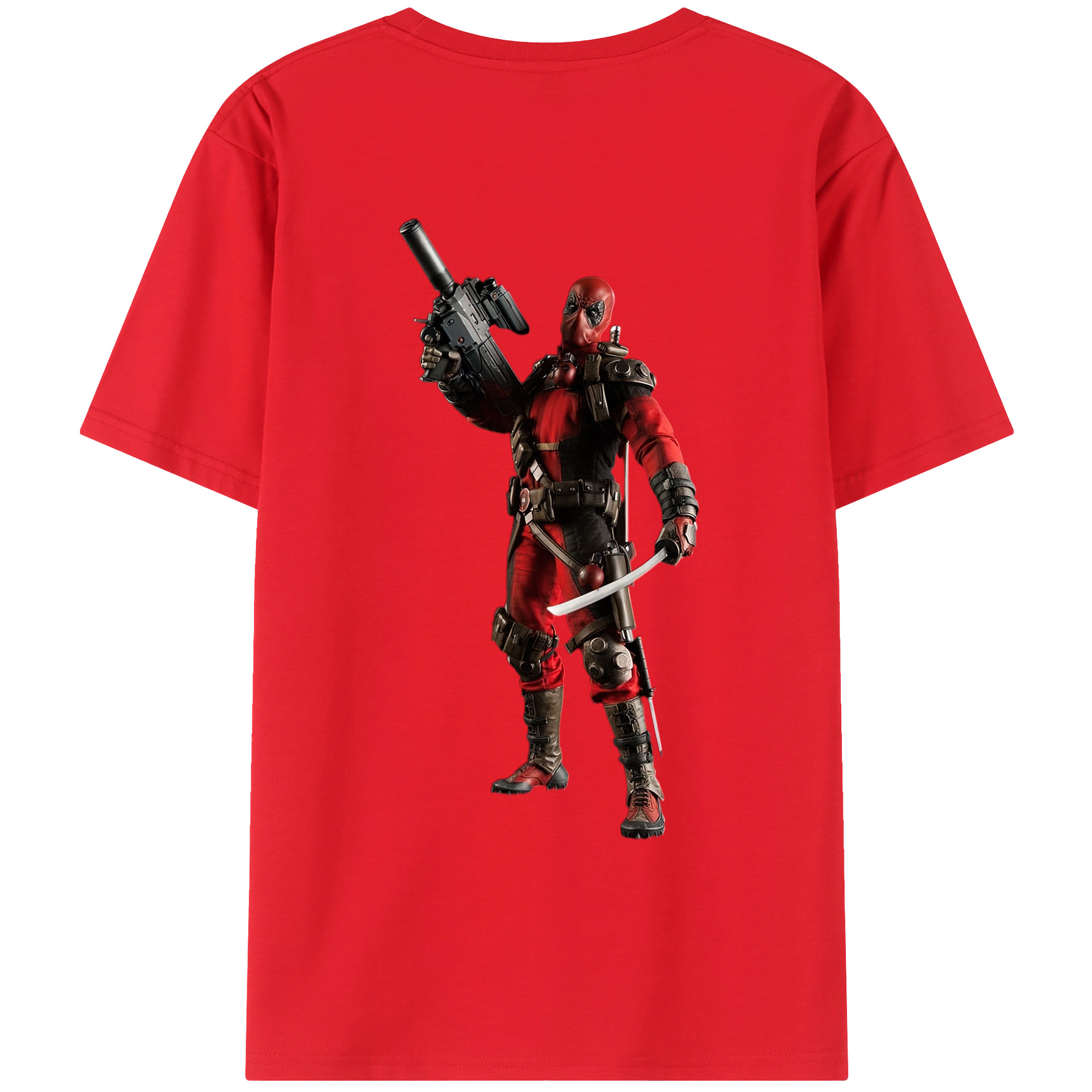 （画像用） Deadpool デッドプール 綿100％ メンズ半袖Tシャツ（バックプリント） 通気性