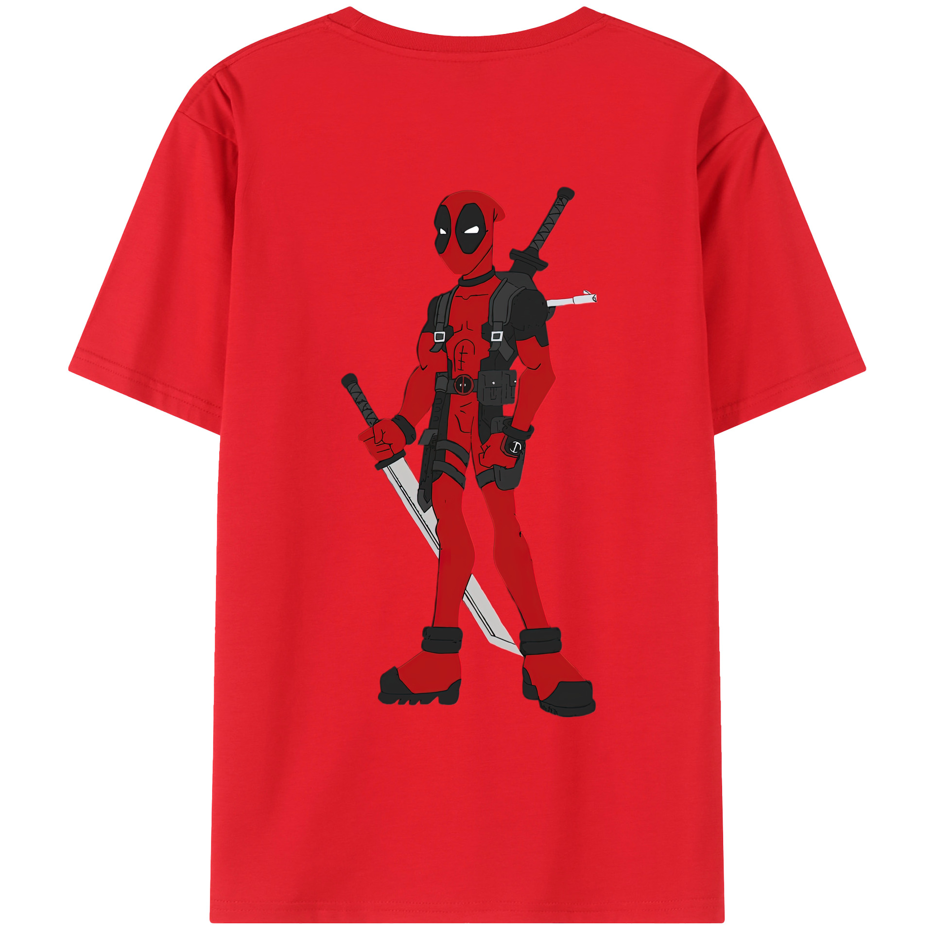（画像用） Deadpool デッドプール 綿100％ メンズ半袖Tシャツ（バックプリント） 通気性