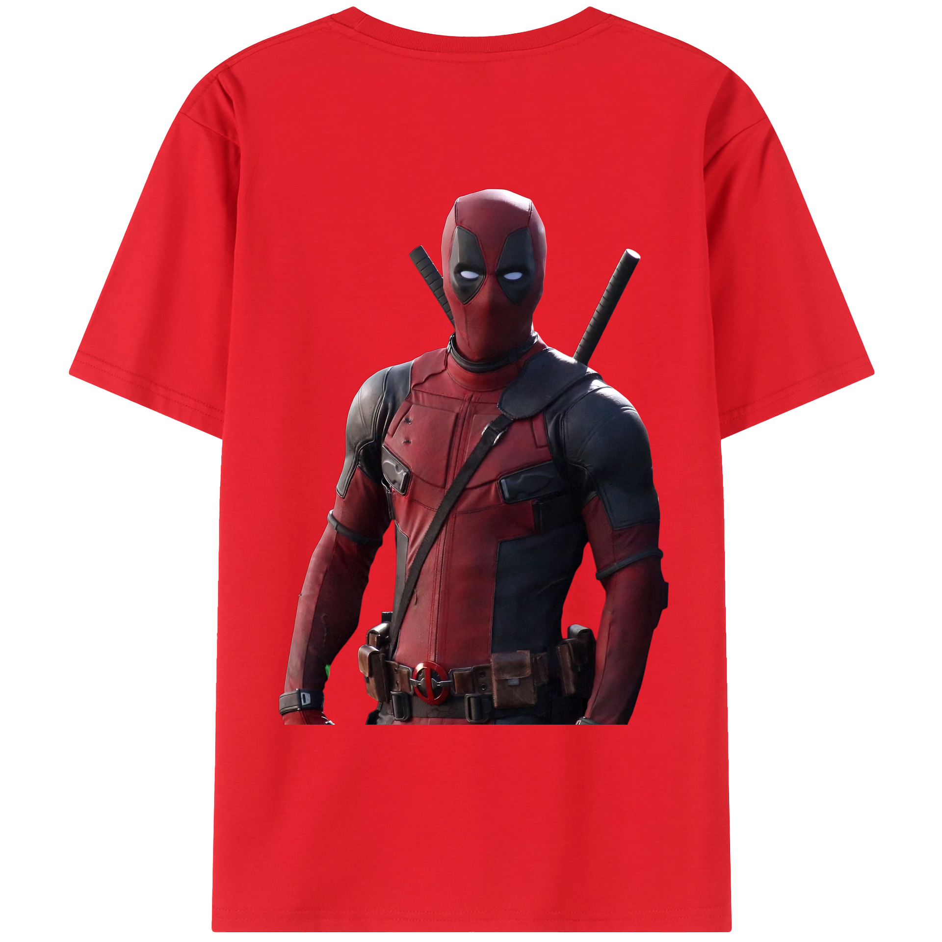（画像用） Deadpool デッドプール 綿100％ メンズ半袖Tシャツ（バックプリント） 通気性