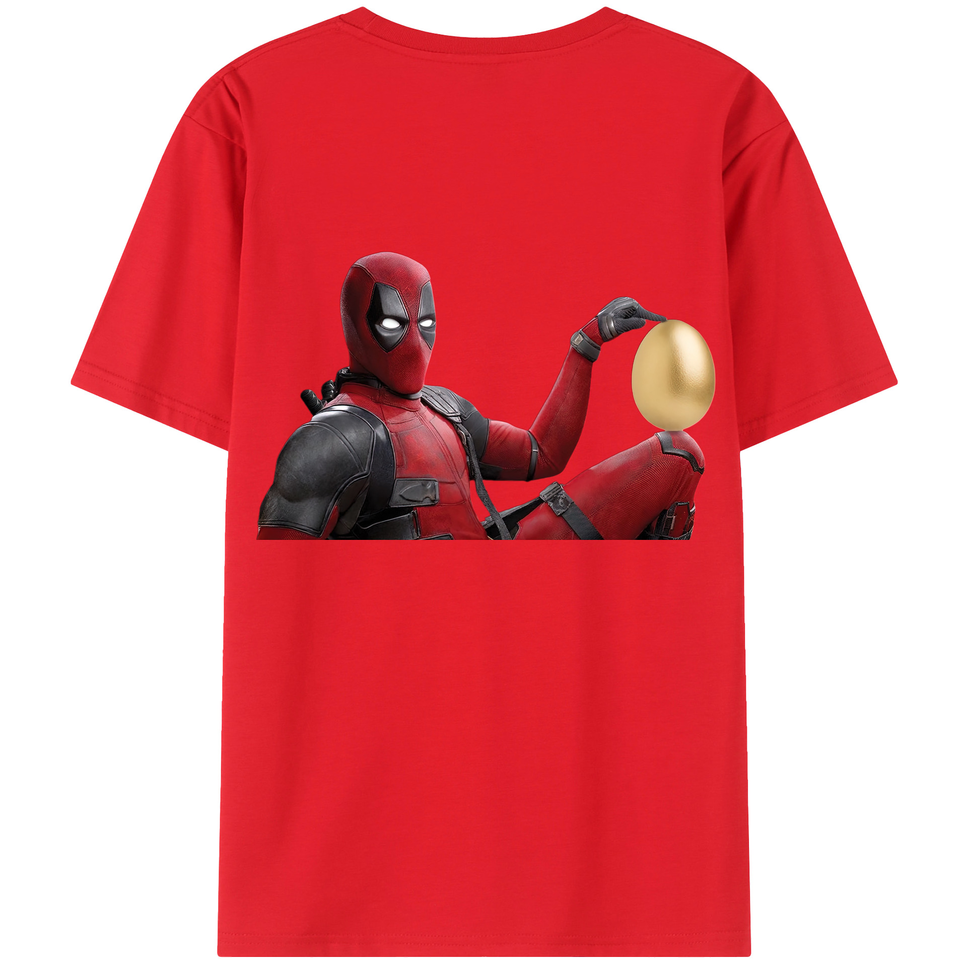 （画像用） Deadpool デッドプール 綿100％ メンズ半袖Tシャツ（バックプリント） 通気性
