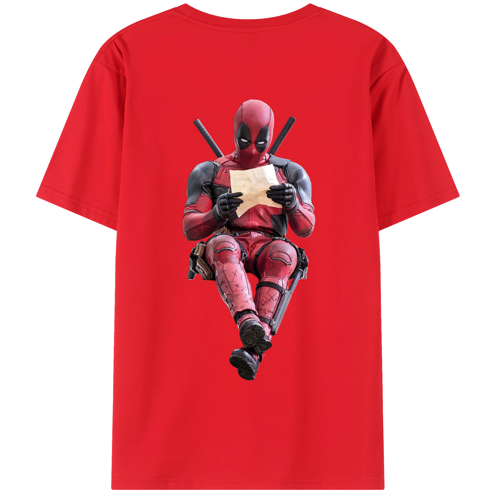 （画像用） Deadpool デッドプール 綿100％ メンズ半袖Tシャツ（バックプリント） 通気性