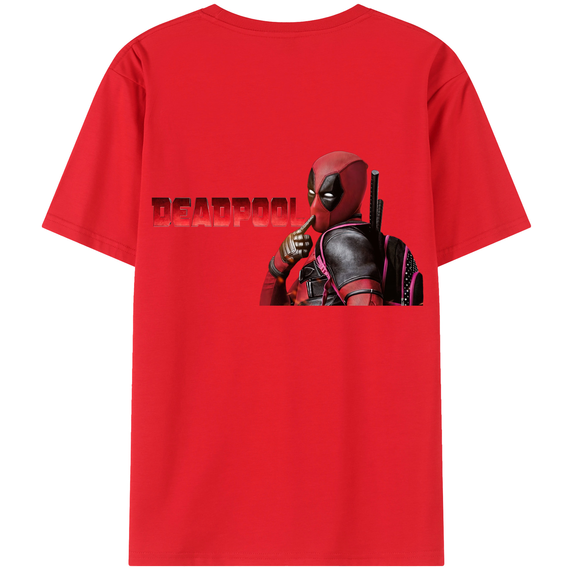 （画像用） Deadpool デッドプール 綿100％ メンズ半袖Tシャツ（バックプリント） 通気性