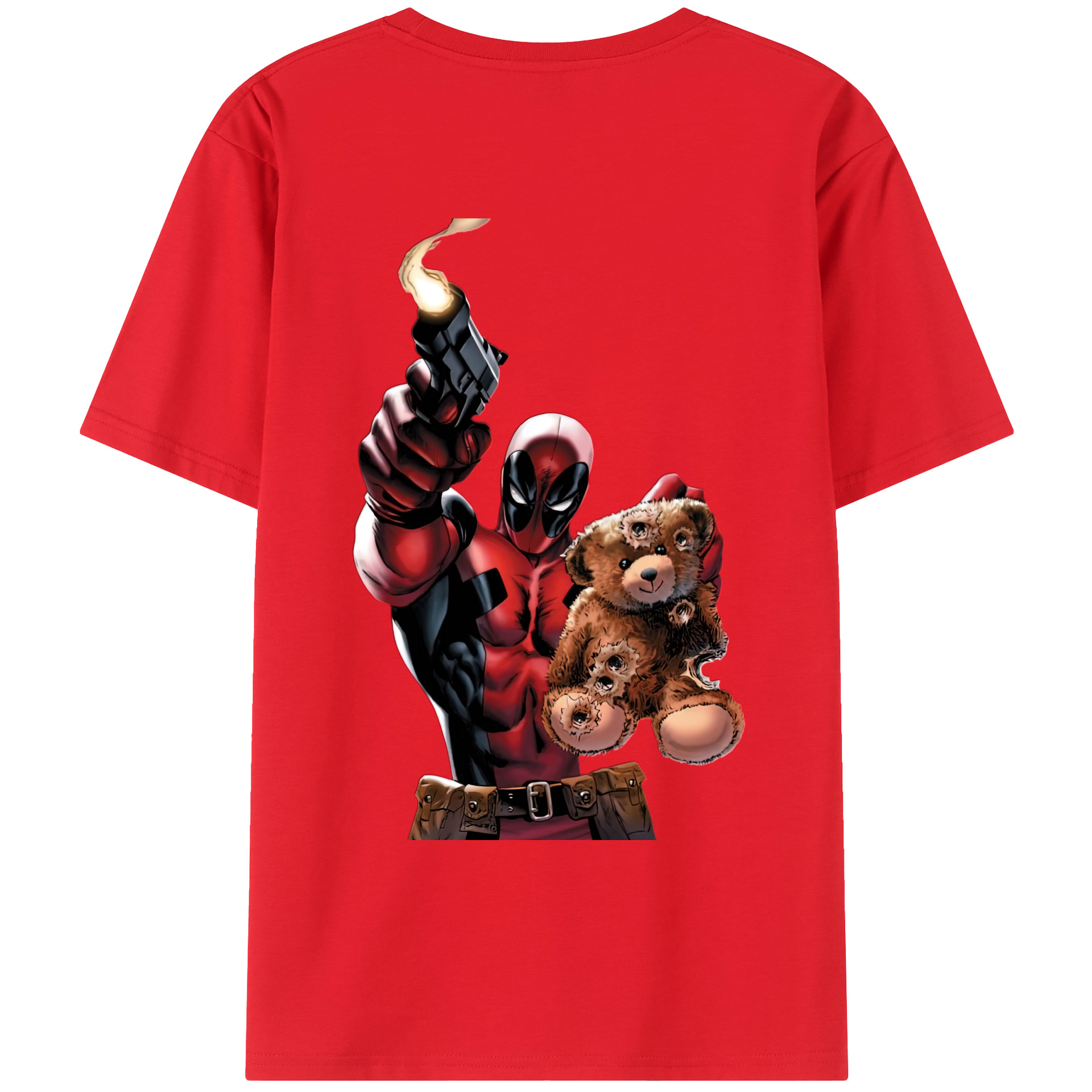 （画像用） Deadpool デッドプール 綿100％ メンズ半袖Tシャツ（バックプリント） 通気性