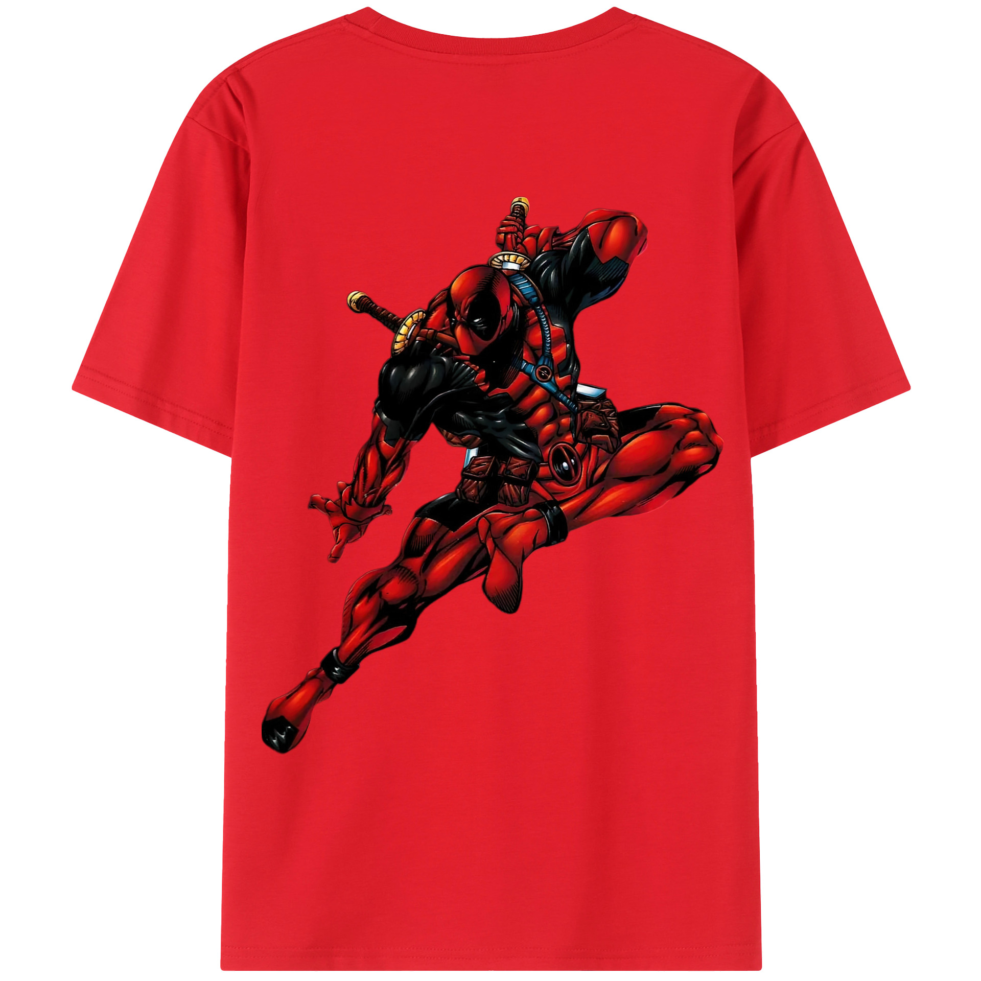 （画像用） Deadpool デッドプール 綿100％ メンズ半袖Tシャツ（バックプリント） 通気性