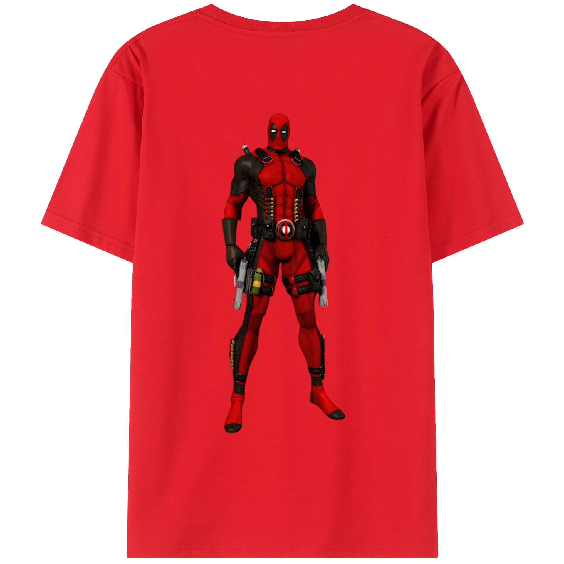 （画像用） Deadpool デッドプール 綿100％ メンズ半袖Tシャツ（バックプリント） 通気性