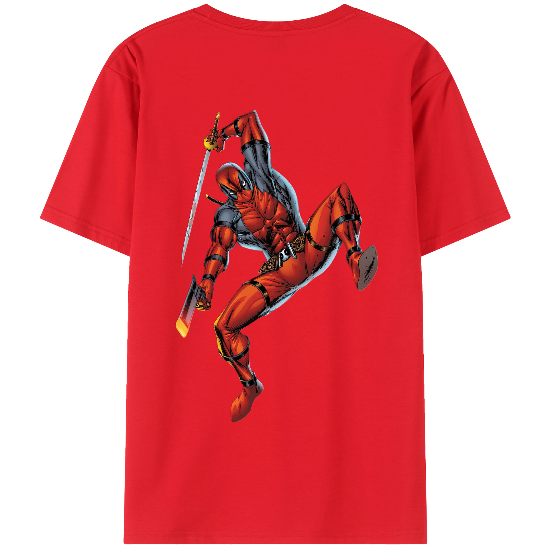 （画像用） Deadpool デッドプール 綿100％ メンズ半袖Tシャツ（バックプリント） 通気性