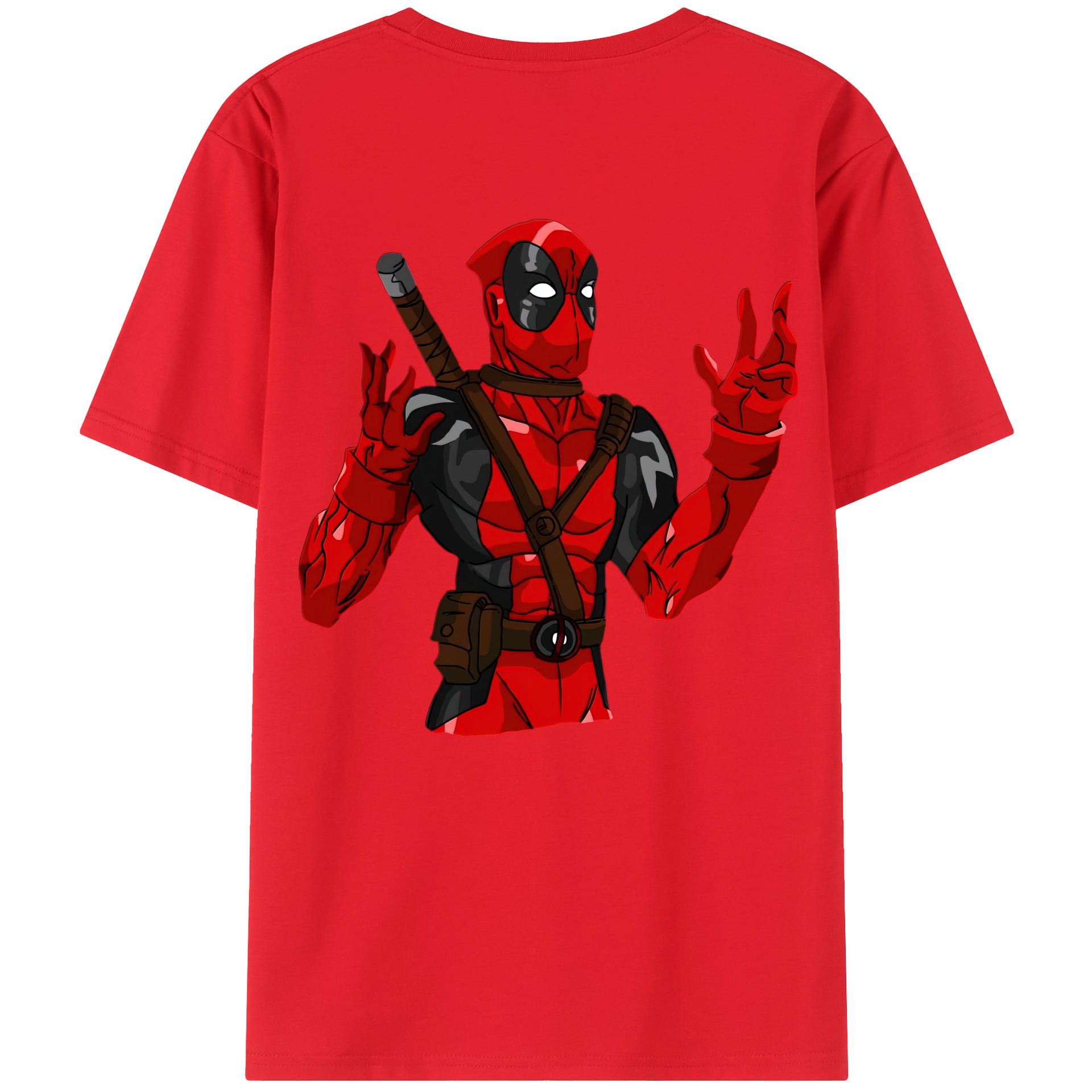 （画像用） Deadpool デッドプール 綿100％ メンズ半袖Tシャツ（バックプリント） 通気性
