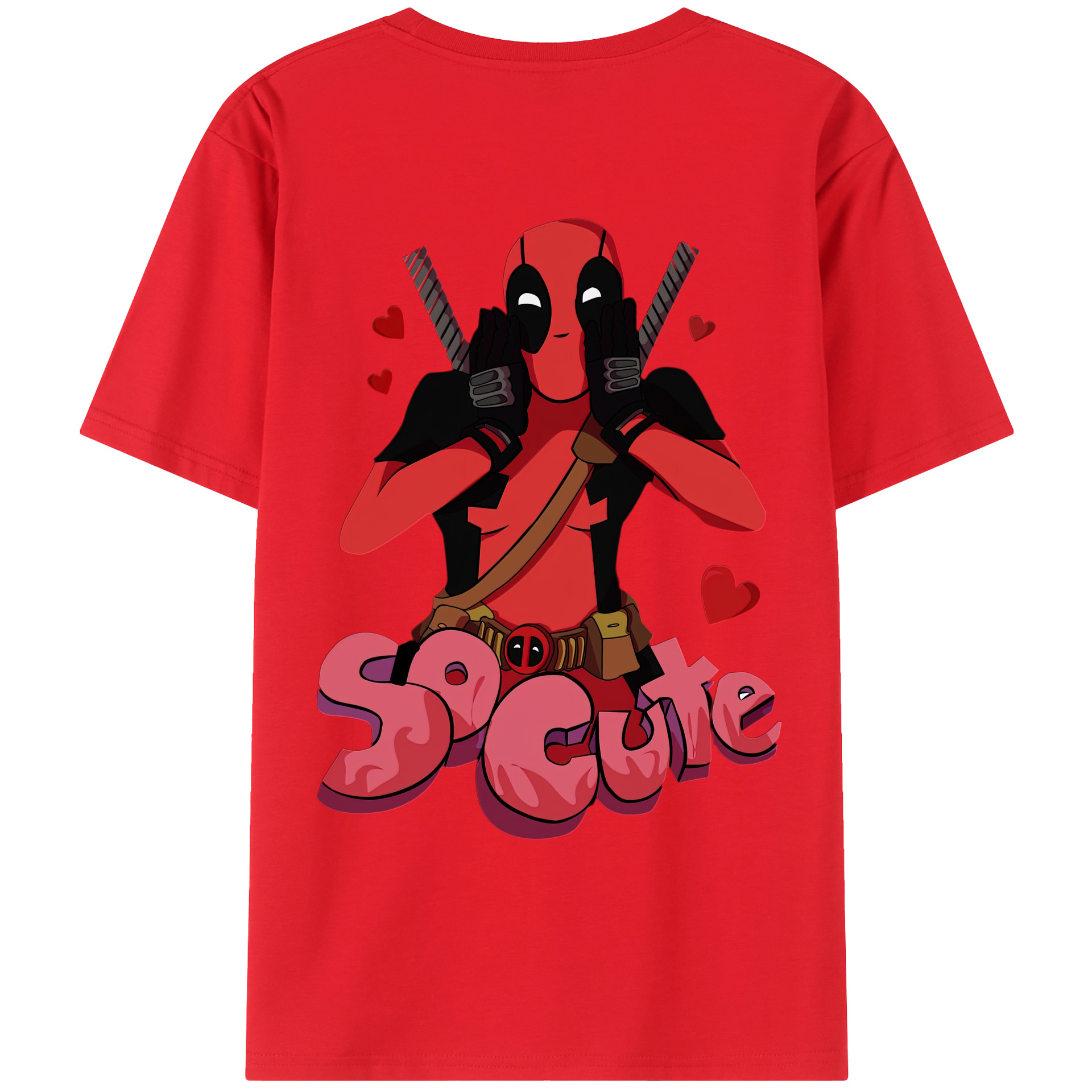 （画像用） Deadpool デッドプール 綿100％ メンズ半袖Tシャツ（バックプリント） 通気性
