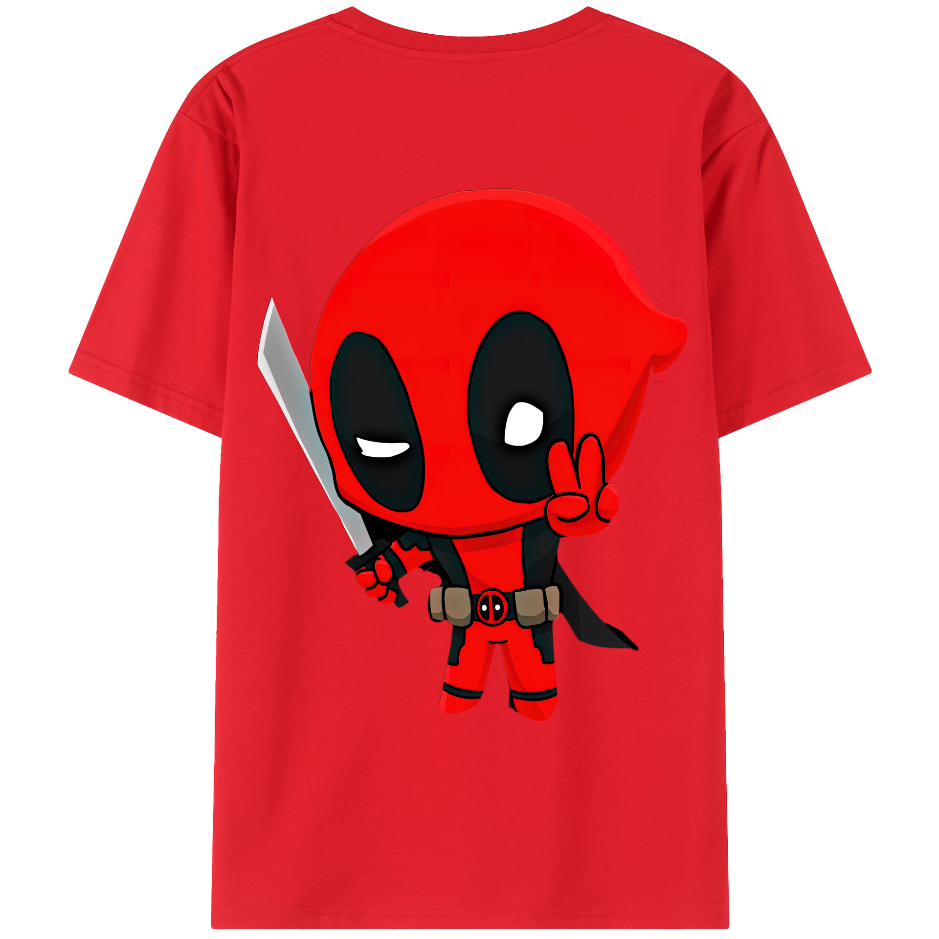 （画像用） Deadpool デッドプール 綿100％ メンズ半袖Tシャツ（バックプリント） 通気性