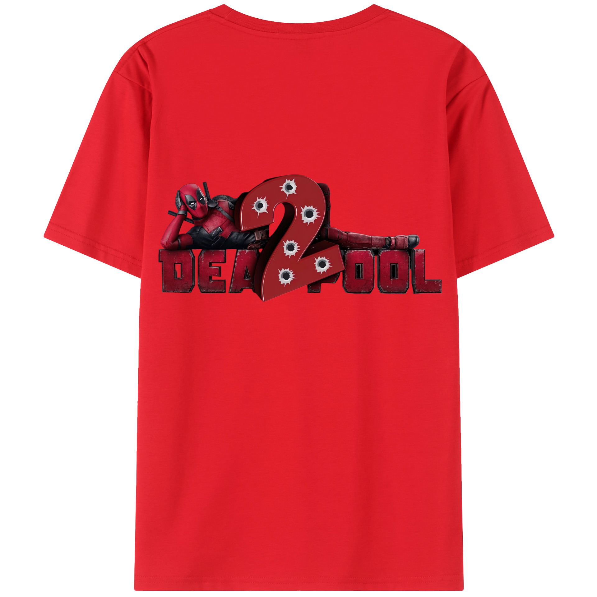 （画像用） Deadpool デッドプール 綿100％ メンズ半袖Tシャツ（バックプリント） 通気性